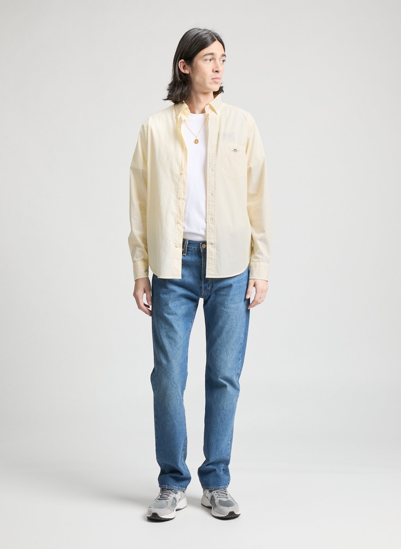 Chemise à rayures en coton GANT Jaune