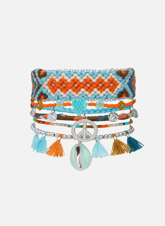 Manchette bracelet multiliens peacemaker Bleu by HIPANEMA HIPANEMA Manchette bracelet multiliens peacemaker Bleu