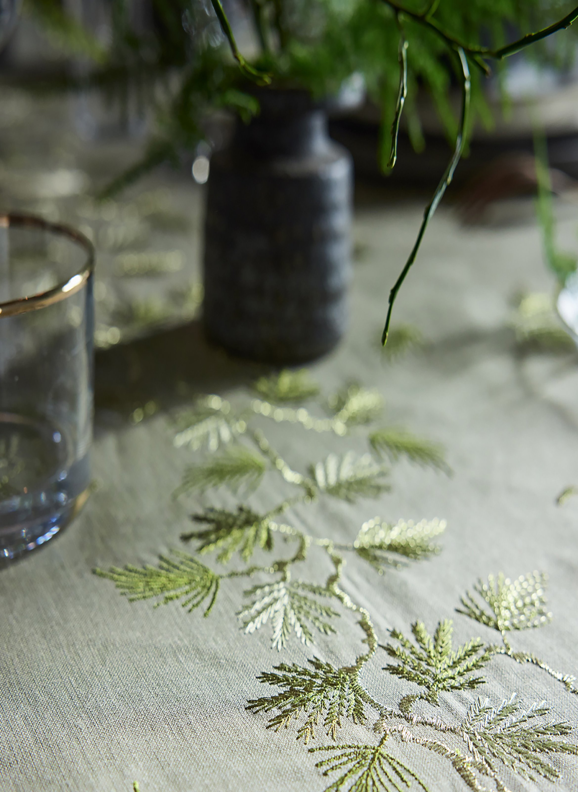 Nappe imprimée en lin, ramage ALEXANDRE TURPAULT Vert