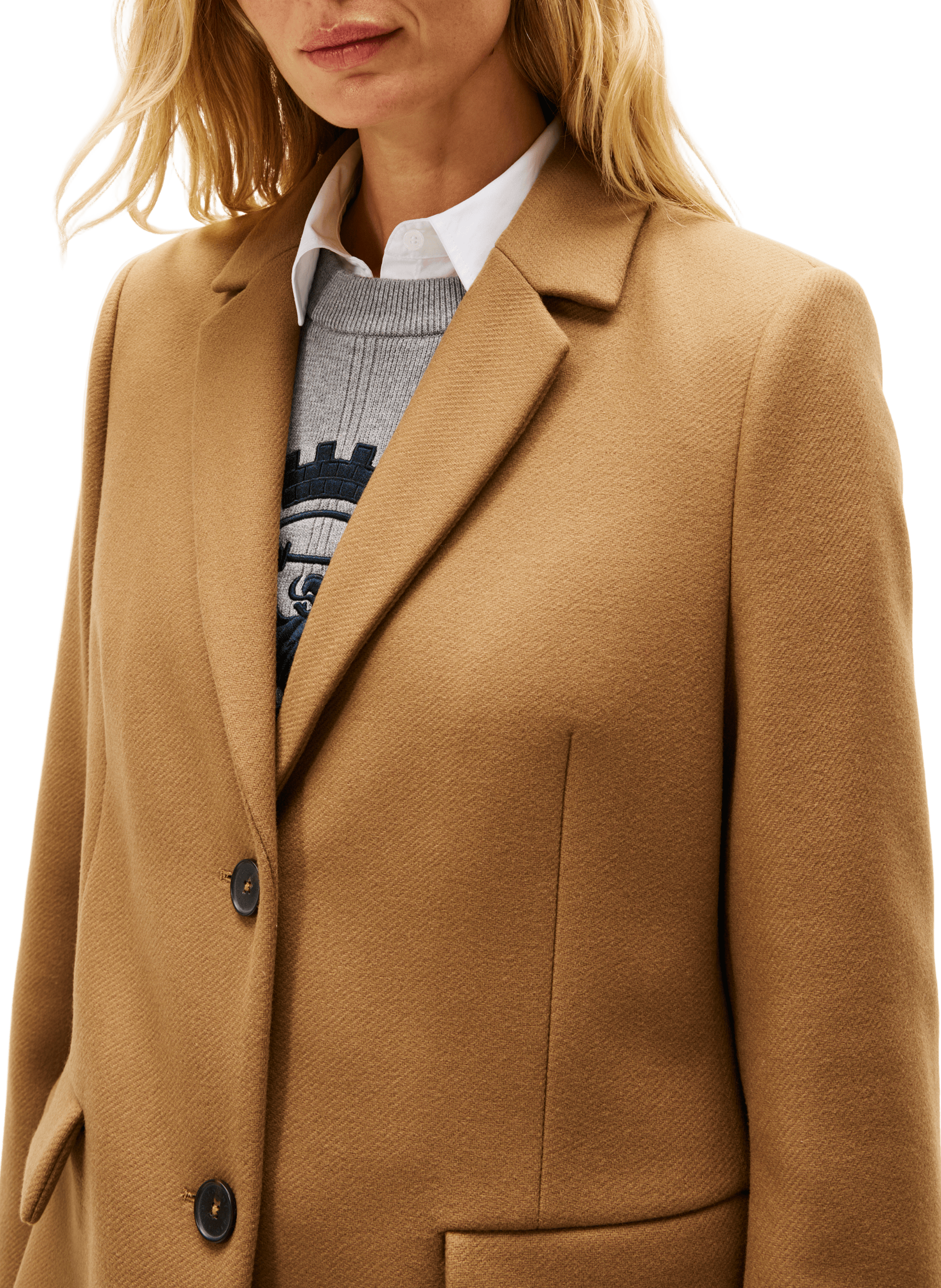 Manteau droit avec cachemire TOMMY HILFIGER Beige