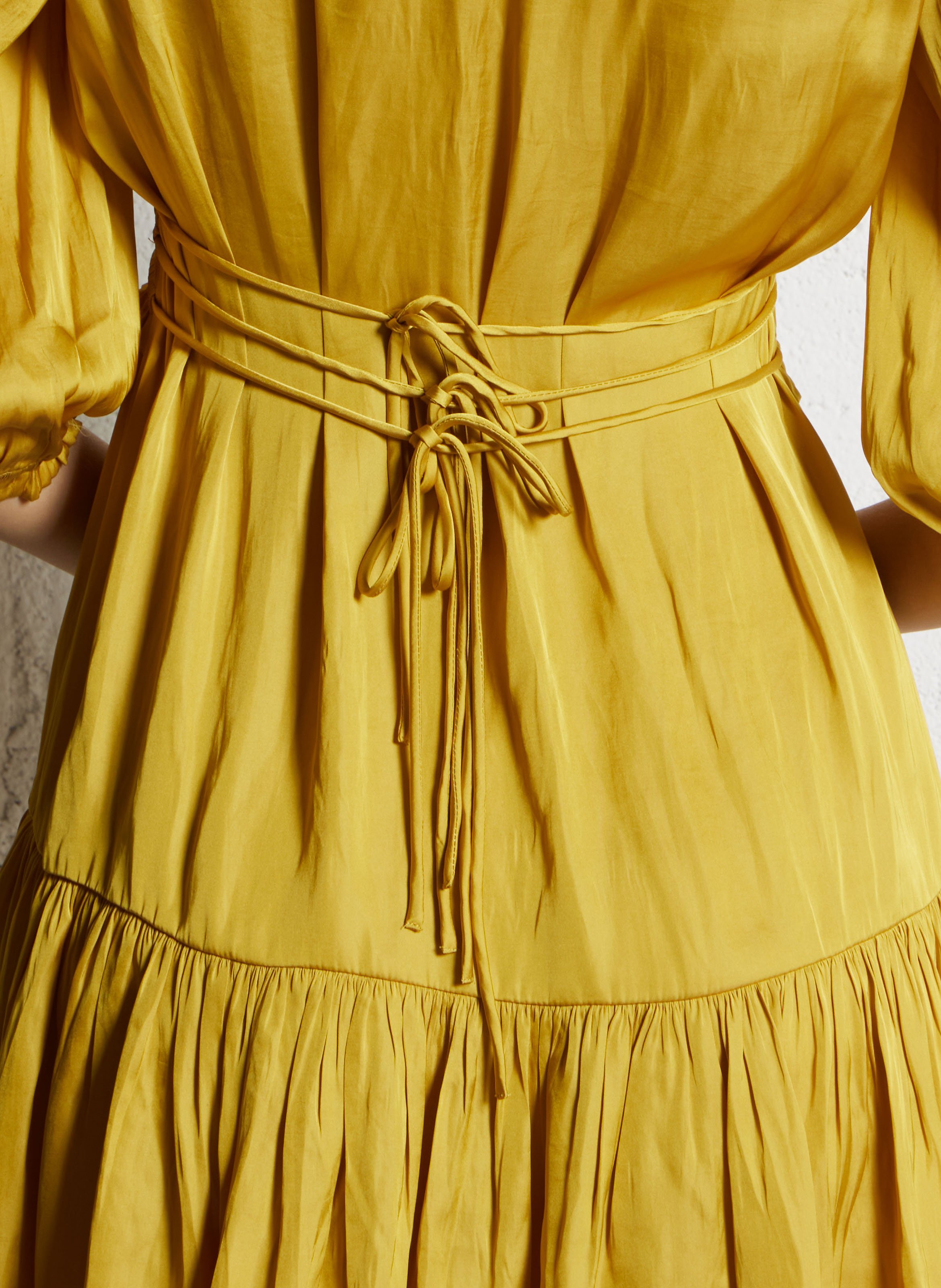 Robe courte froncée col tunisien en satin cyrilia BA&SH Jaune