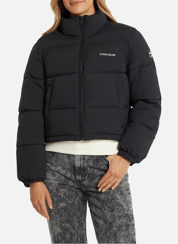 Down jacket with logo Black by GUESS GUESS Down jacket with logo Black