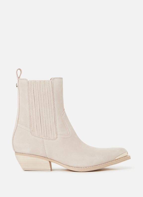 Velvet leather heel ankle boots Lanna 2 Beige by GUESS GUESS Velvet leather heel ankle boots Lanna 2 Beige