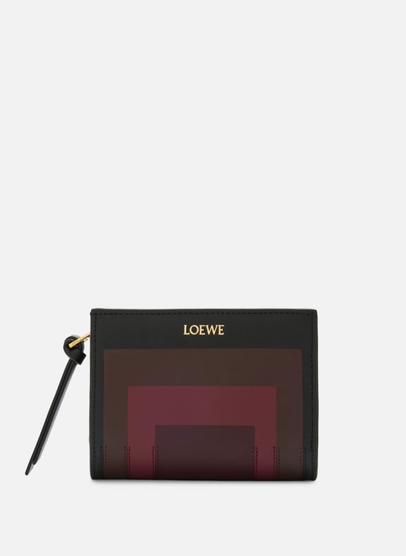 Portefeuille compact en cuir de veau nappa - LOEWE x Albers Noir by LOEWE LOEWE Portefeuille compact en cuir de veau nappa - LOEWE x Albers Noir