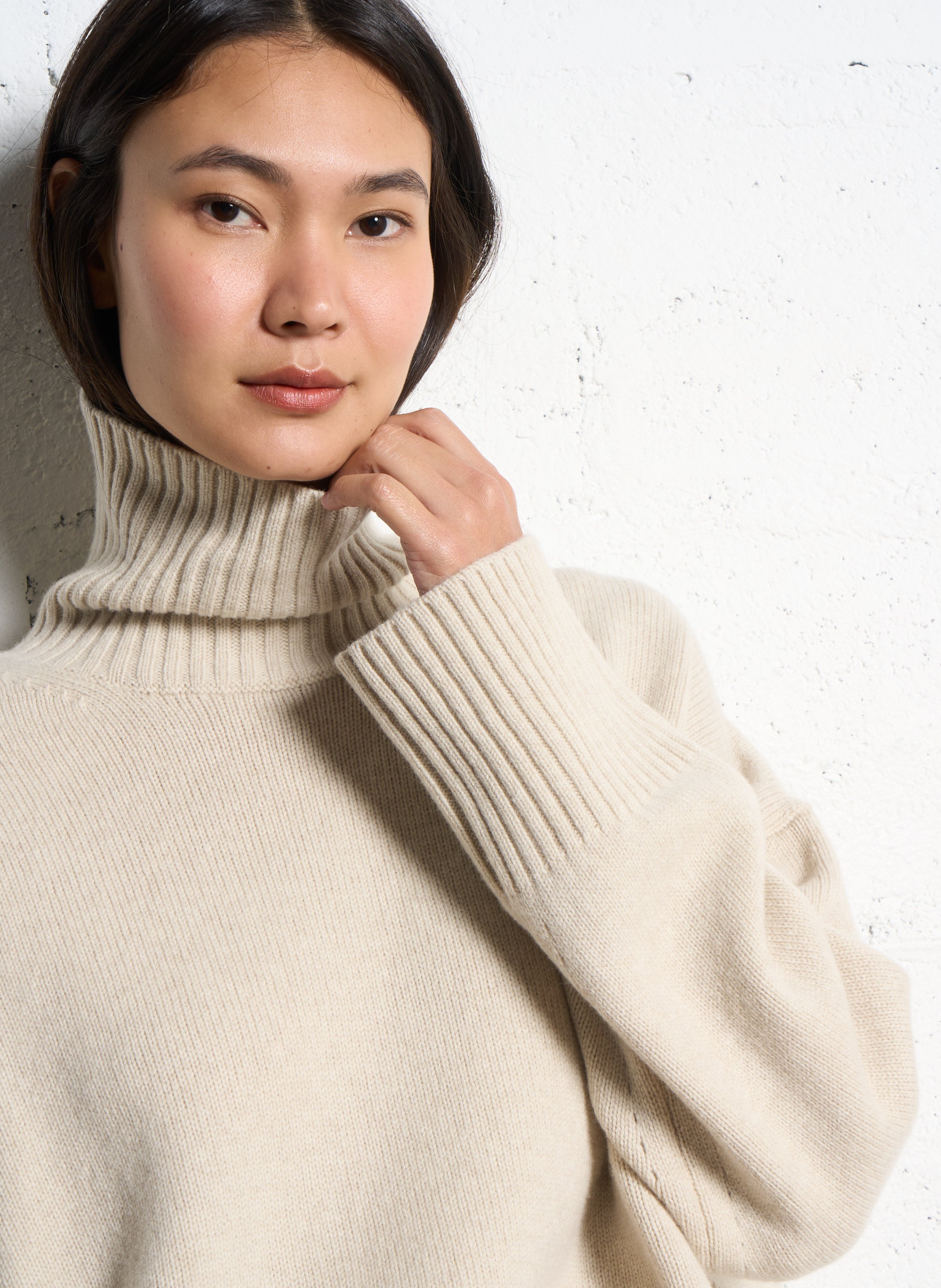 Pull col roulé oversize en laine william SOEUR Beige