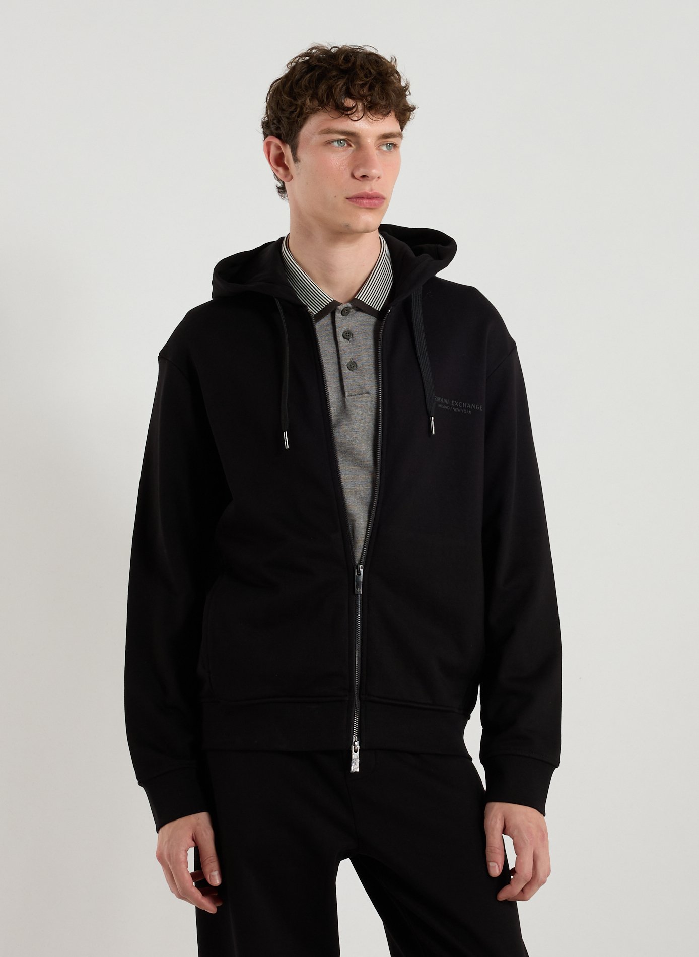 ARMANI EXCHANGE Sweat à capuche en coton Noir