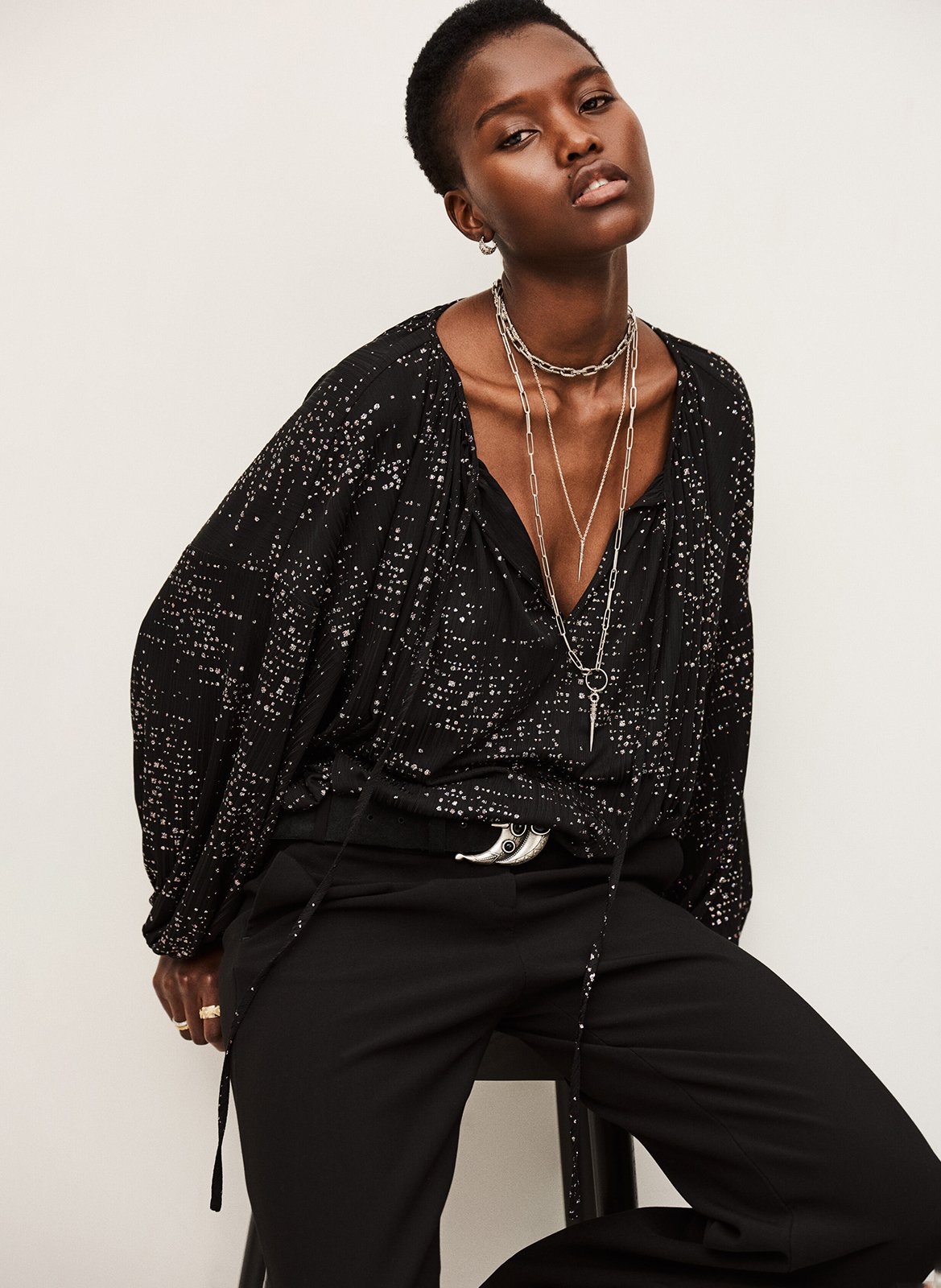 Blouse ample à détail brillant torny BA&SH Noir