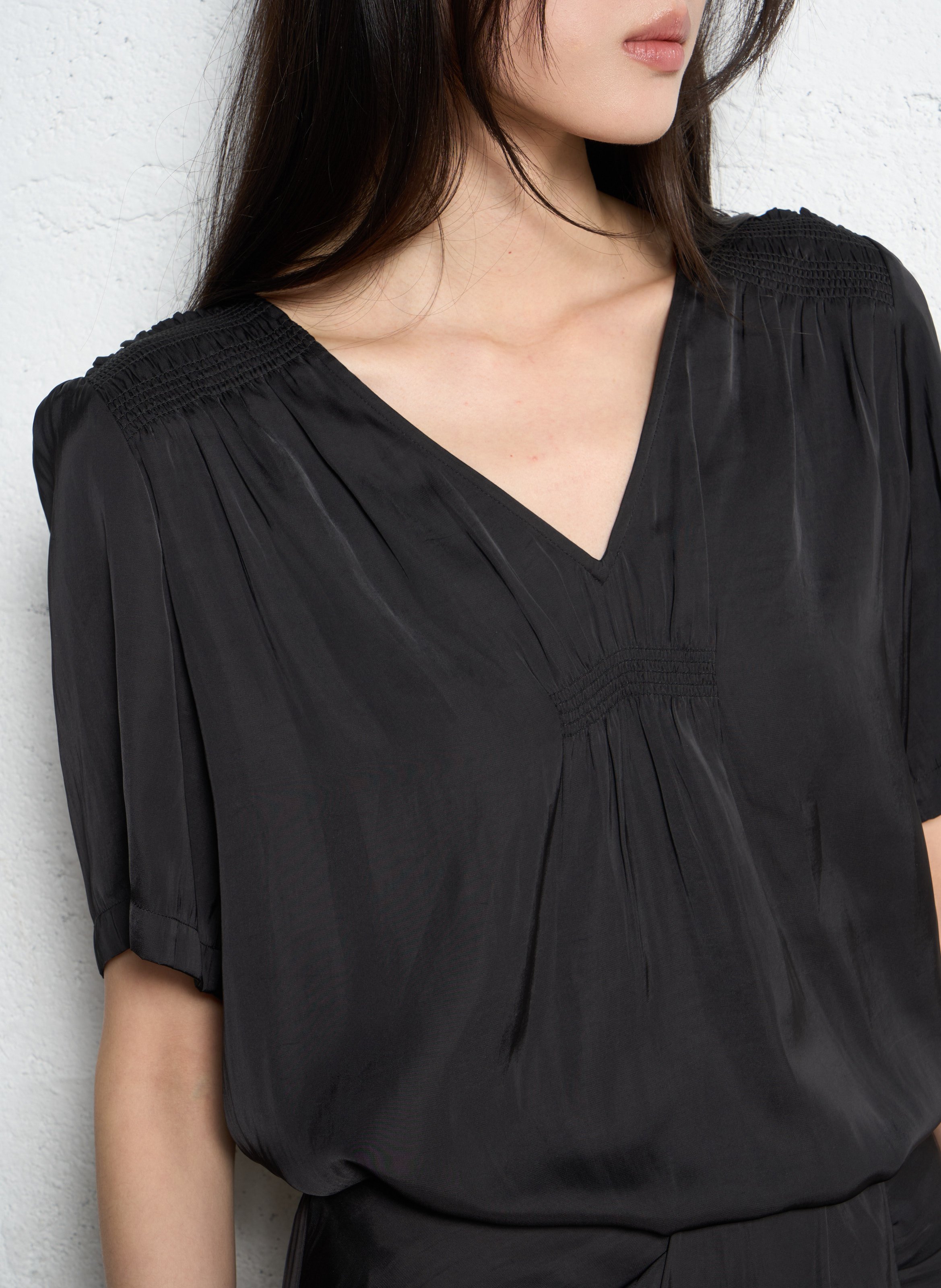 Top oversize satiné IKKS Noir