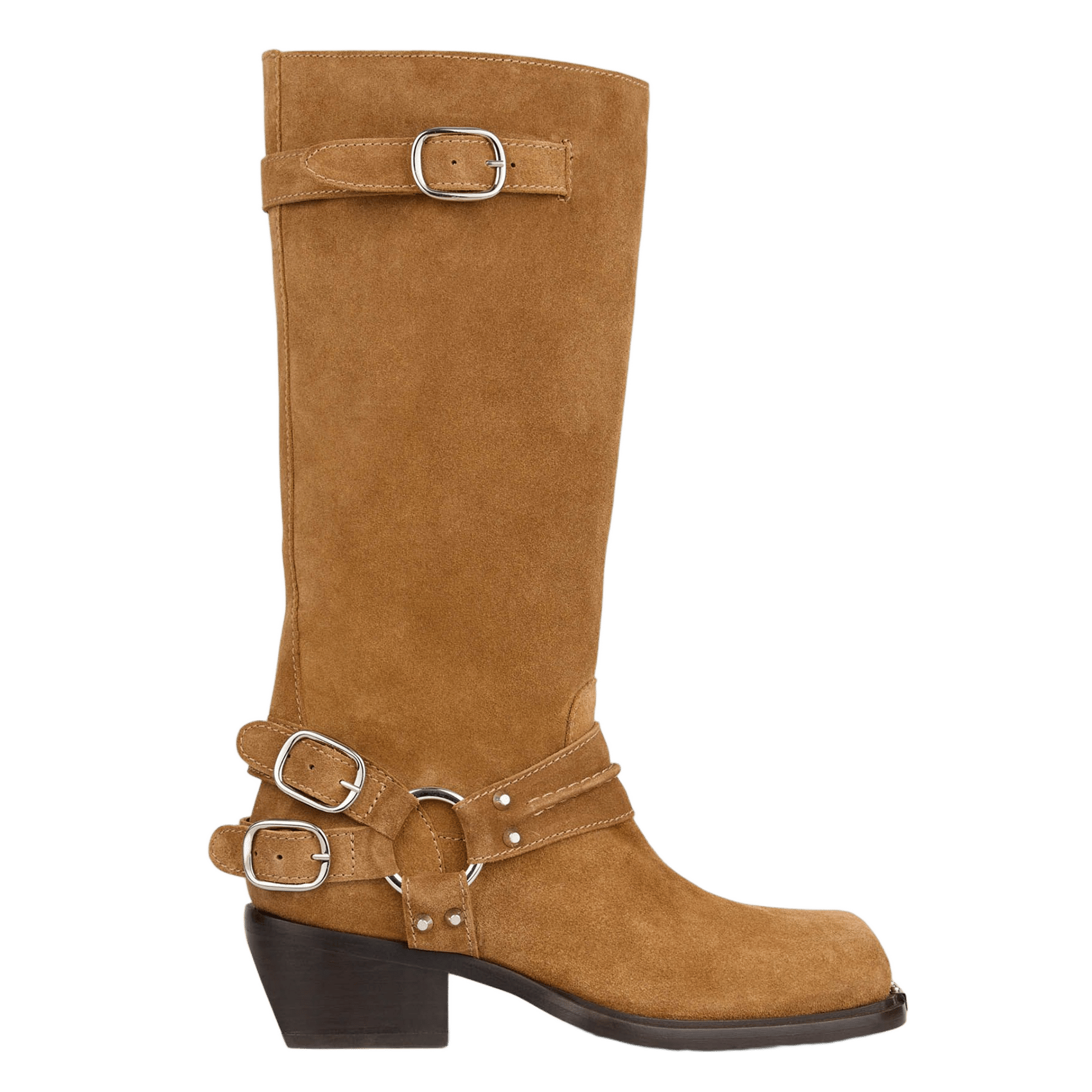 Bottes hautes en cuir suède SANDRO Marron