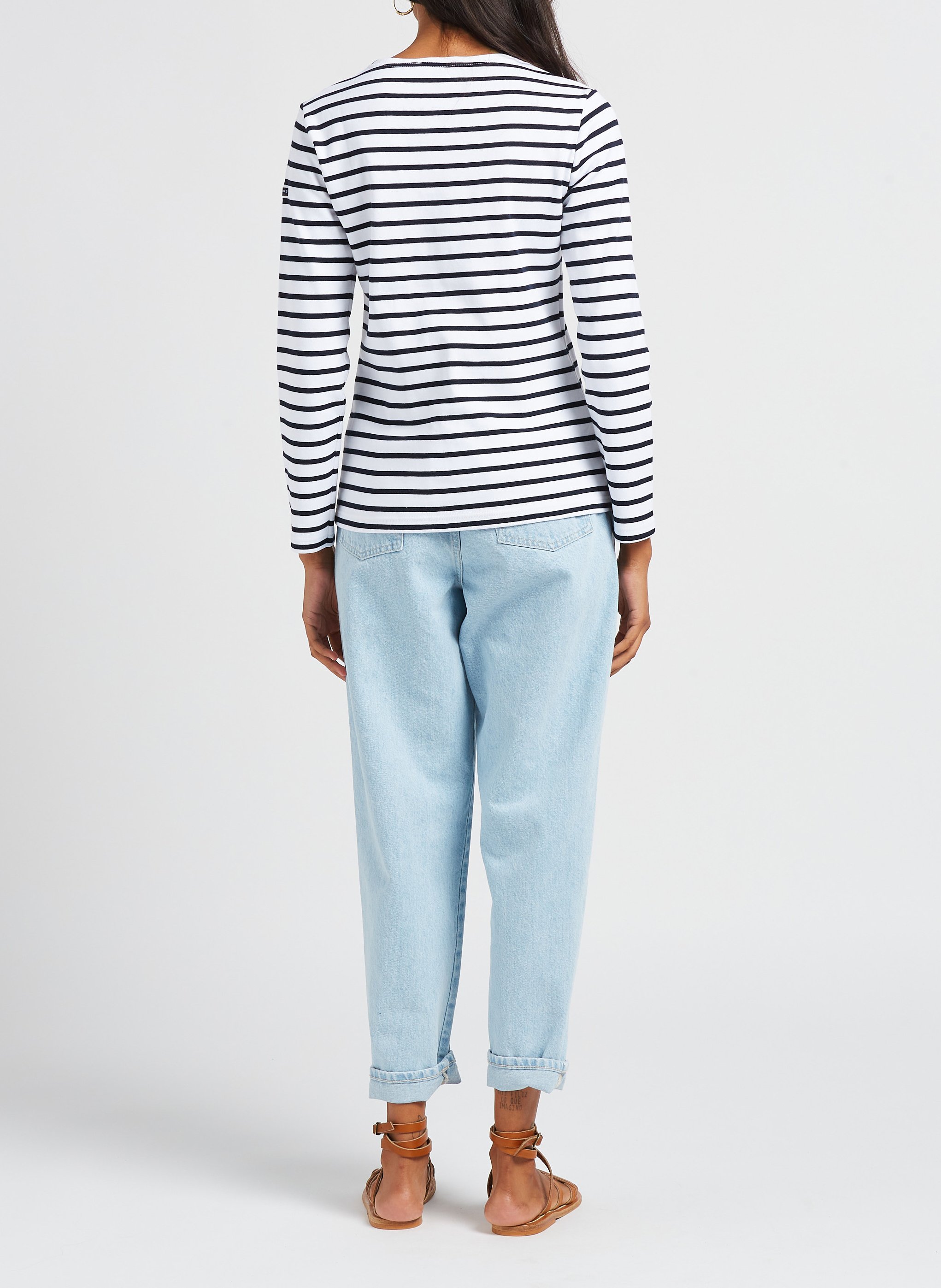 Marinière col rond en coton ARMOR-LUX Blanc