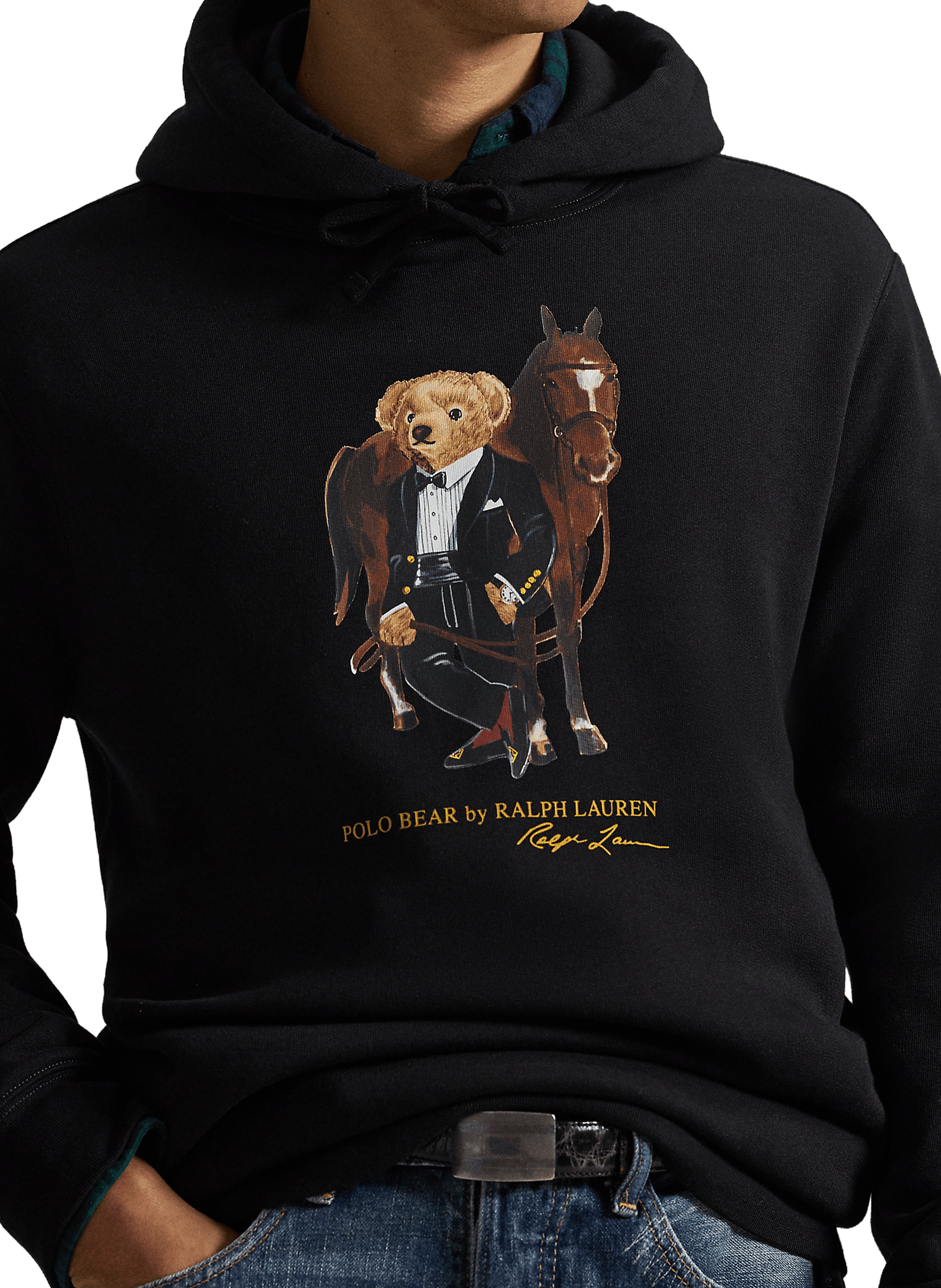 Sweat à capuche avec imprimé en coton mélangé POLO RALPH LAUREN Noir