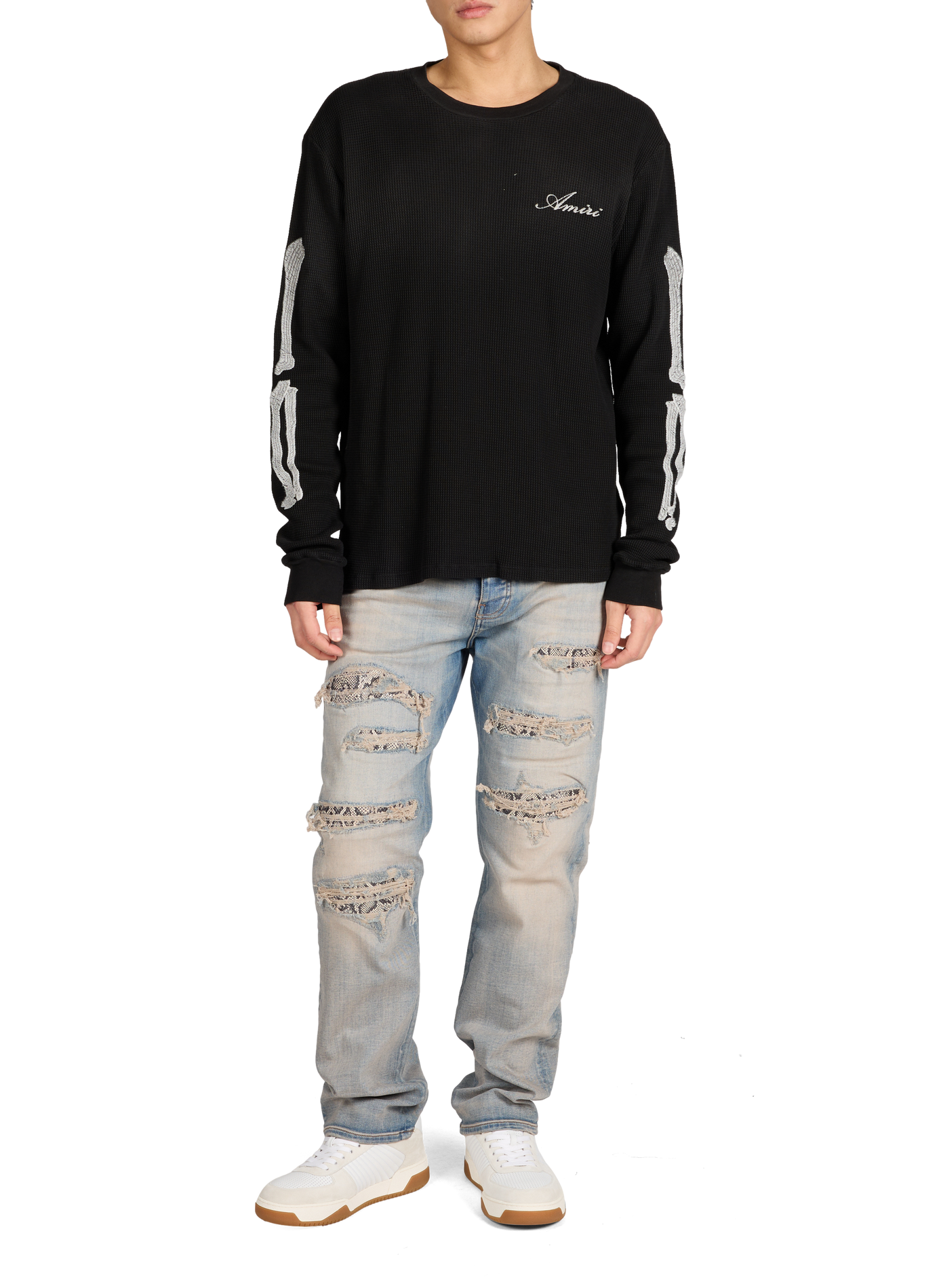 Bi-material leather sneakers VALENTINO White