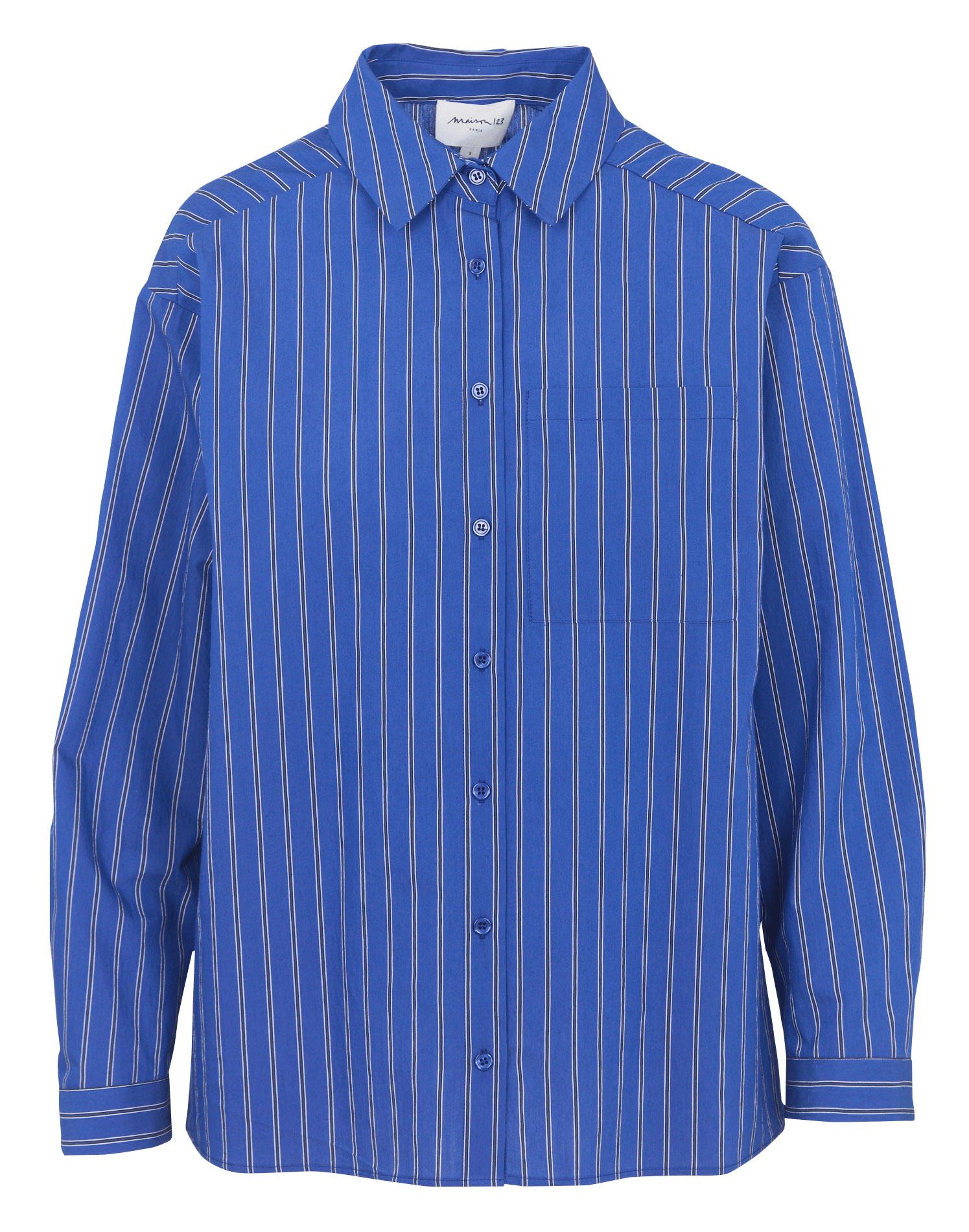 Chemise oversize col classique en coton mélangé rayé passy MAISON 123 Bleu