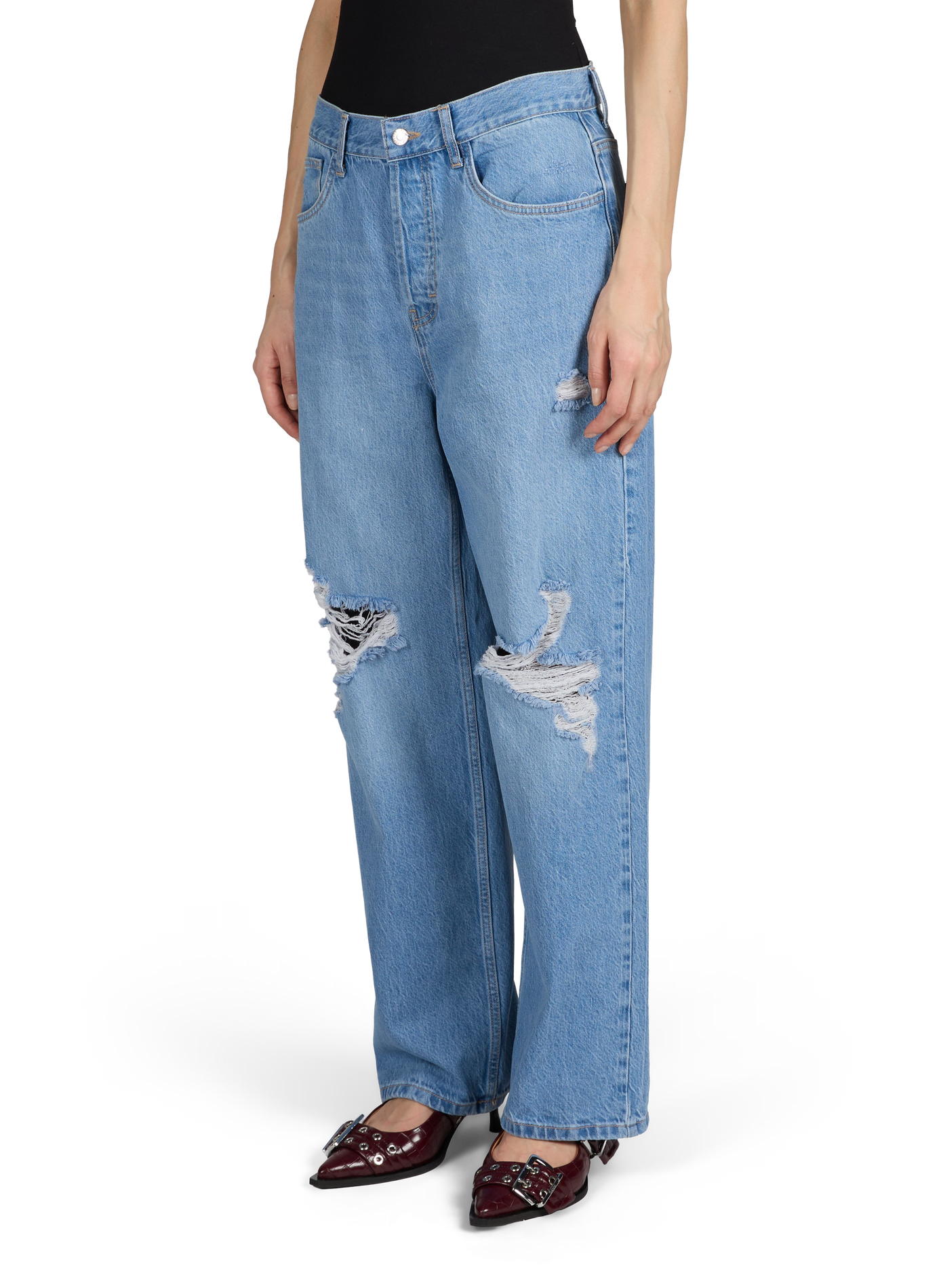Jean droit Tscolumn en coton TOPSHOP Bleu