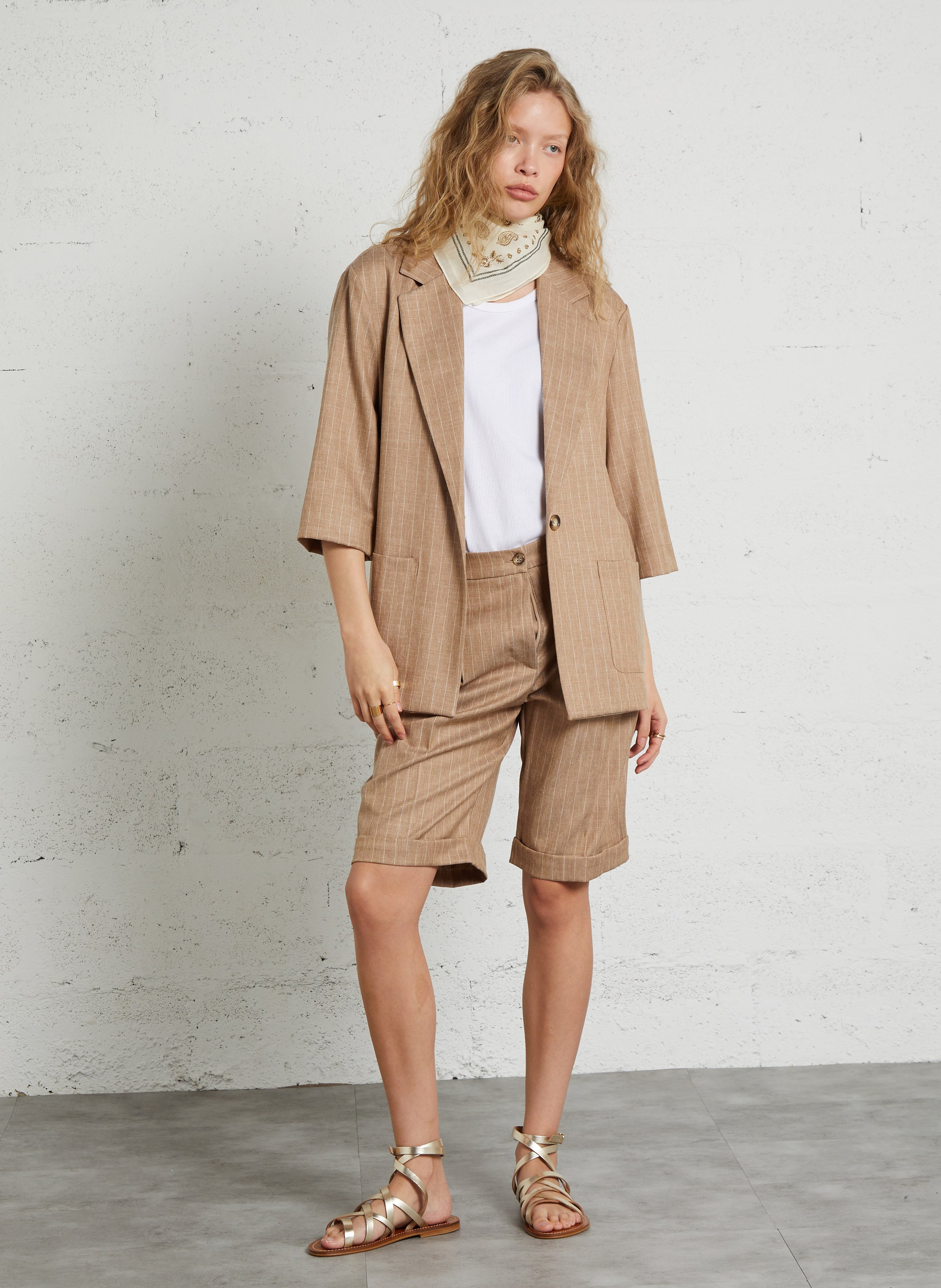 Sandales plates en cuir métallisé sacha MAISON 123 Doré