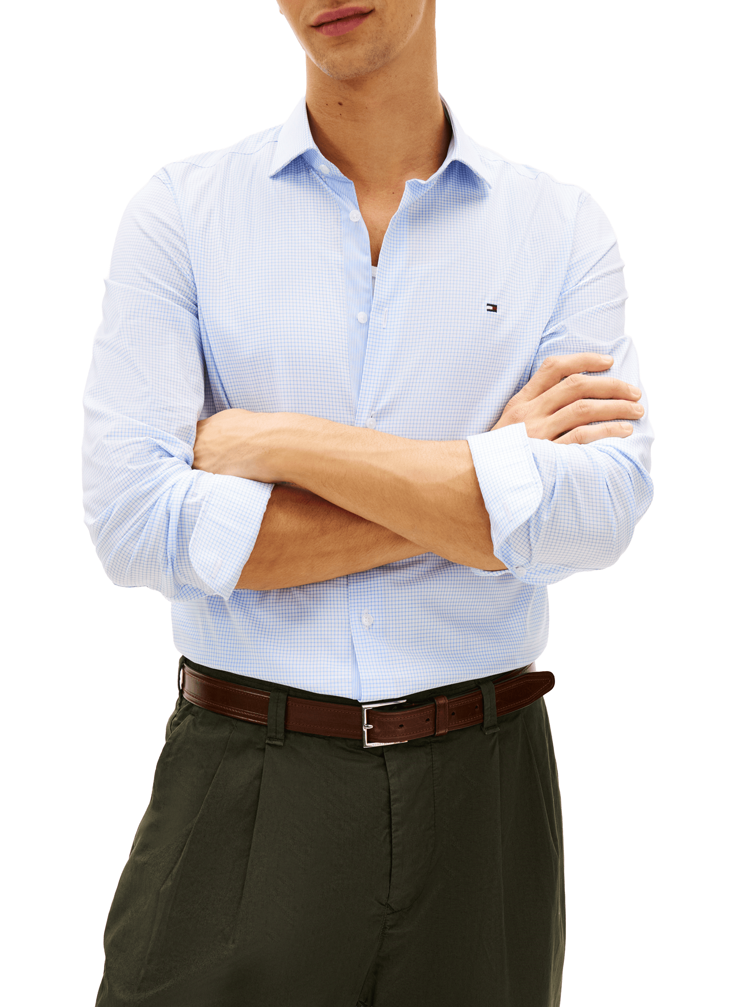 Straight shirt in blended organic cotton TOMMY HILFIGER Blue