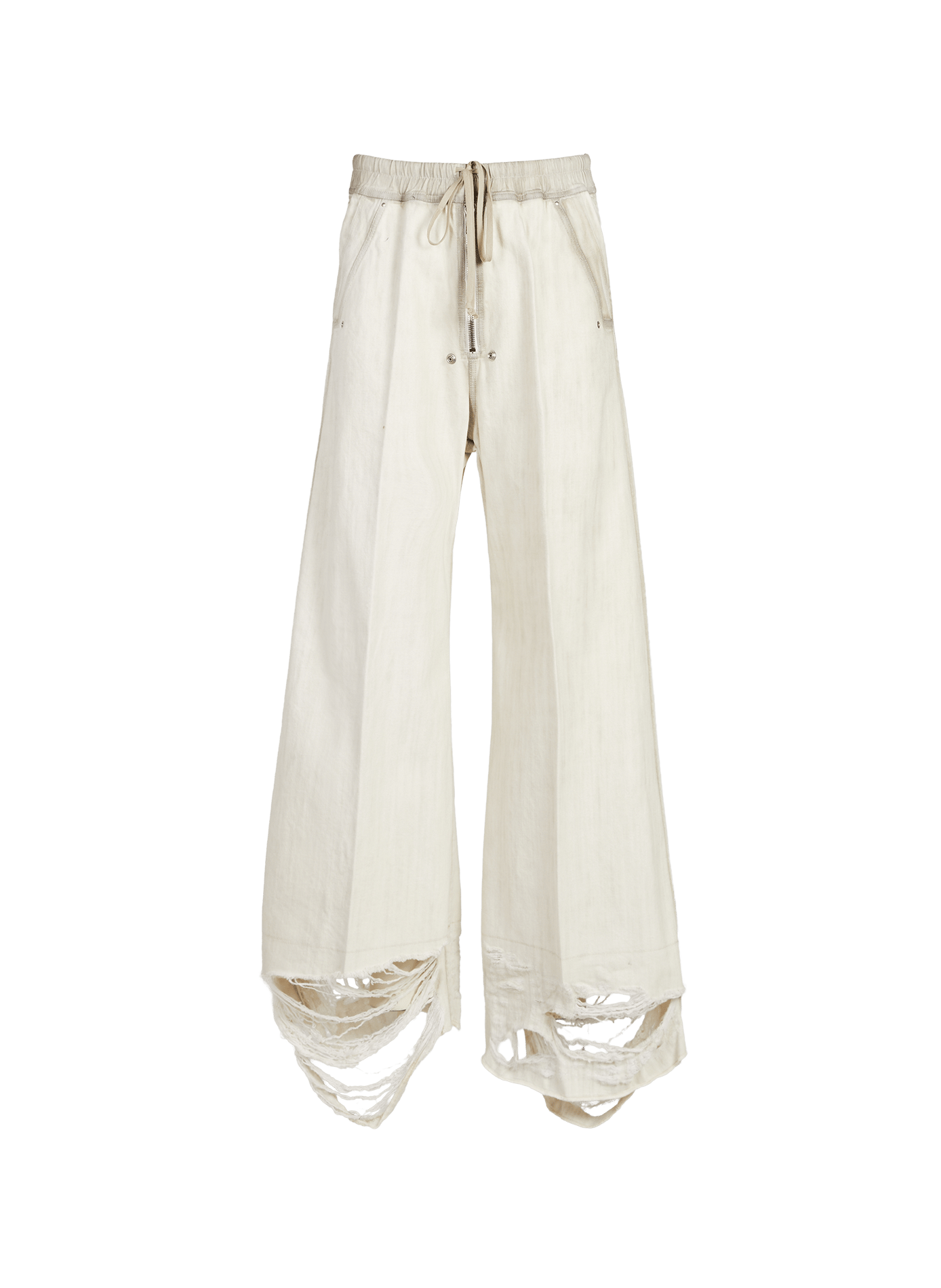 Distressed cotton ankle pants RICK OWENS Beige