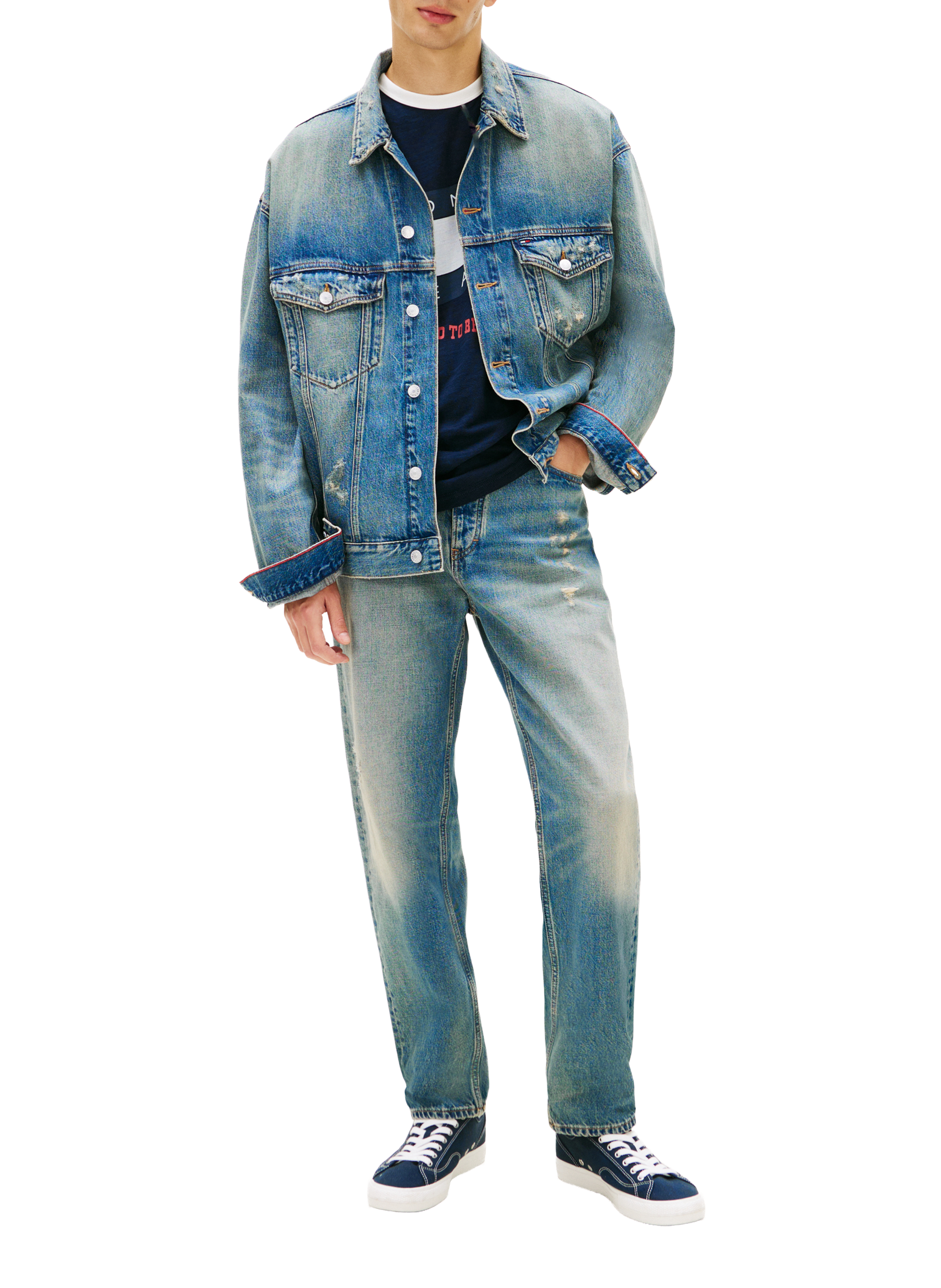 Wide-leg washed denim jeans TOMMY HILFIGER Blue