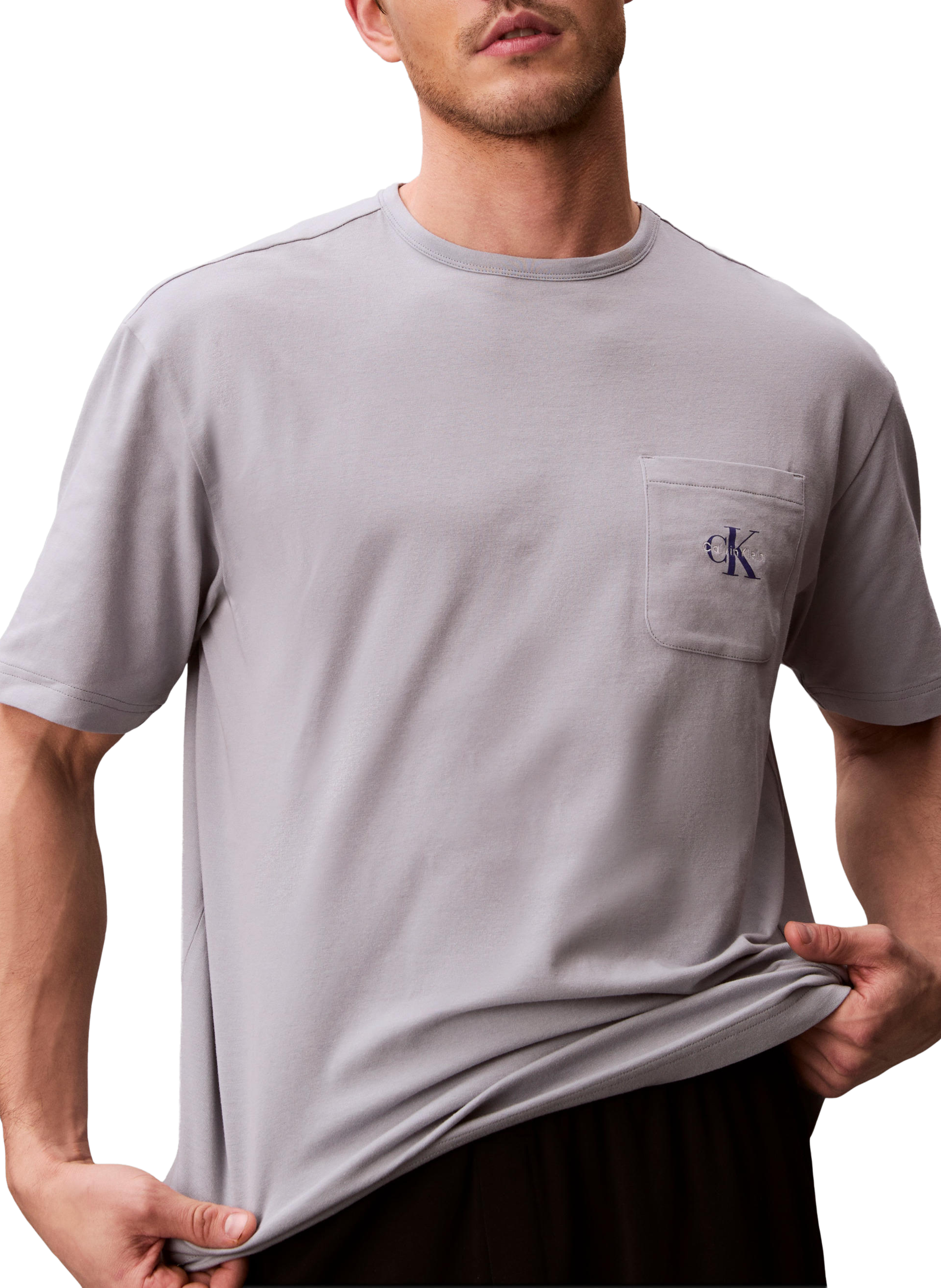 T-shirt col rond en coton mélangé CALVIN KLEIN Gris