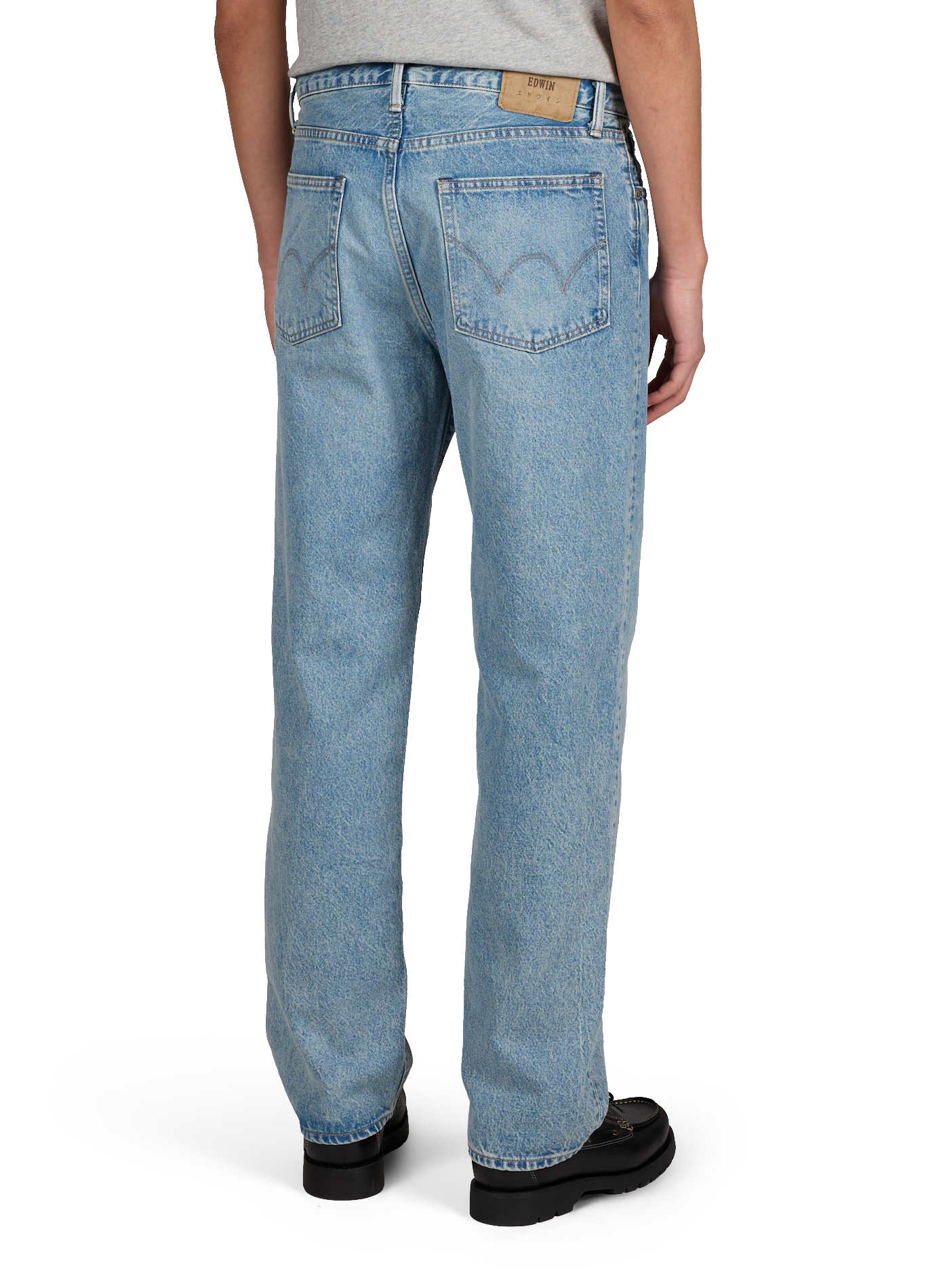 Solid straight-leg cotton jeans EDWIN Blue