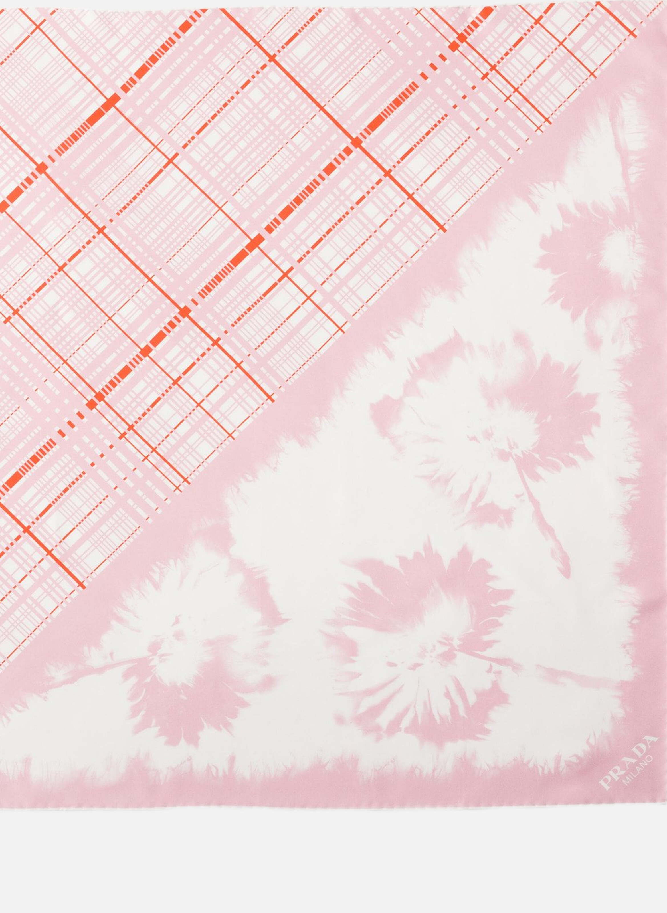 Écharpe en sergé de soie imprimée 65 PRADA Rose