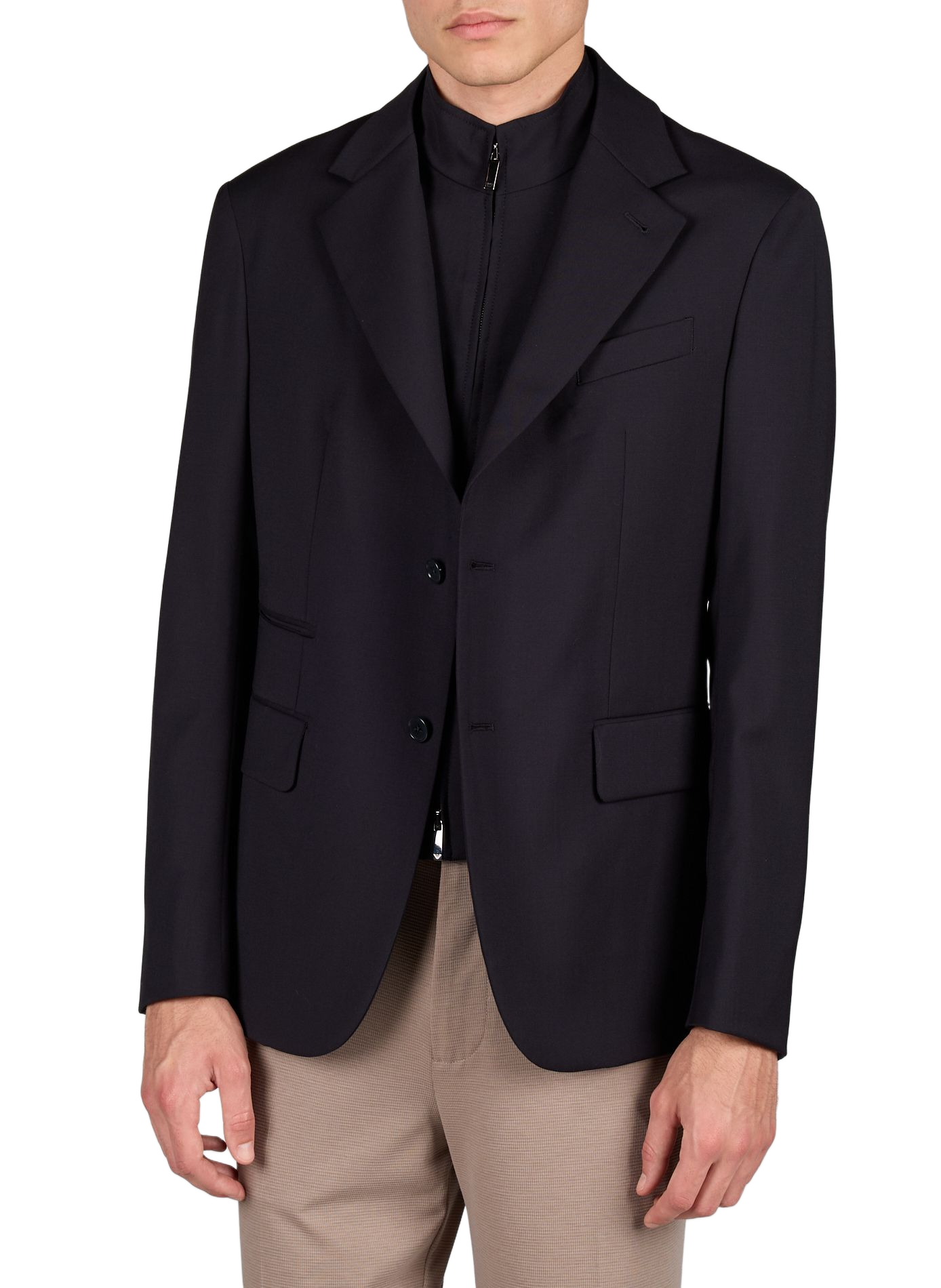 Jacke mit Innenweste aus reiner Wolltuch EMPORIO ARMANI Blau