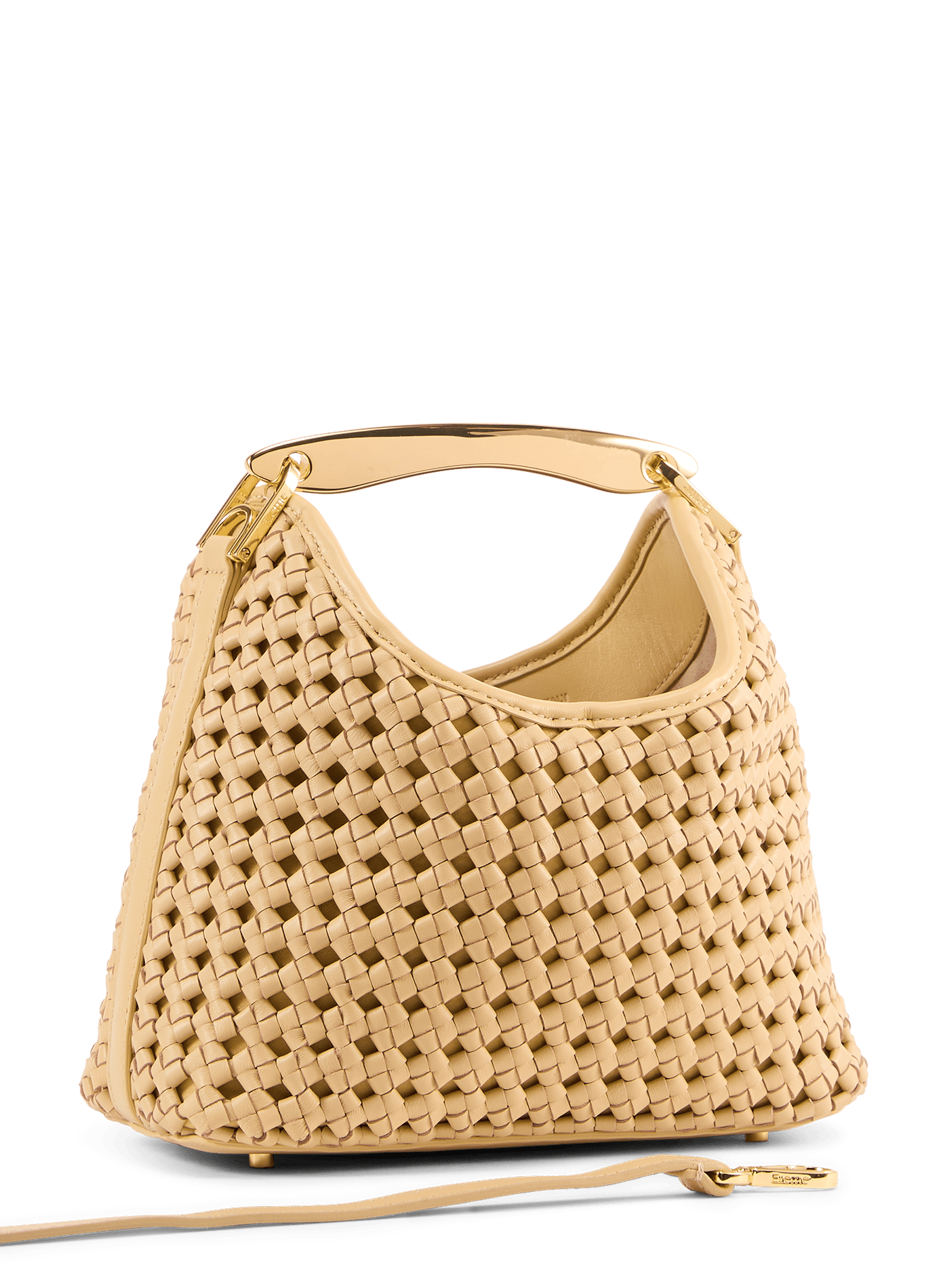 Woven leather Boomerang handbag | Yellow ELLEME Women