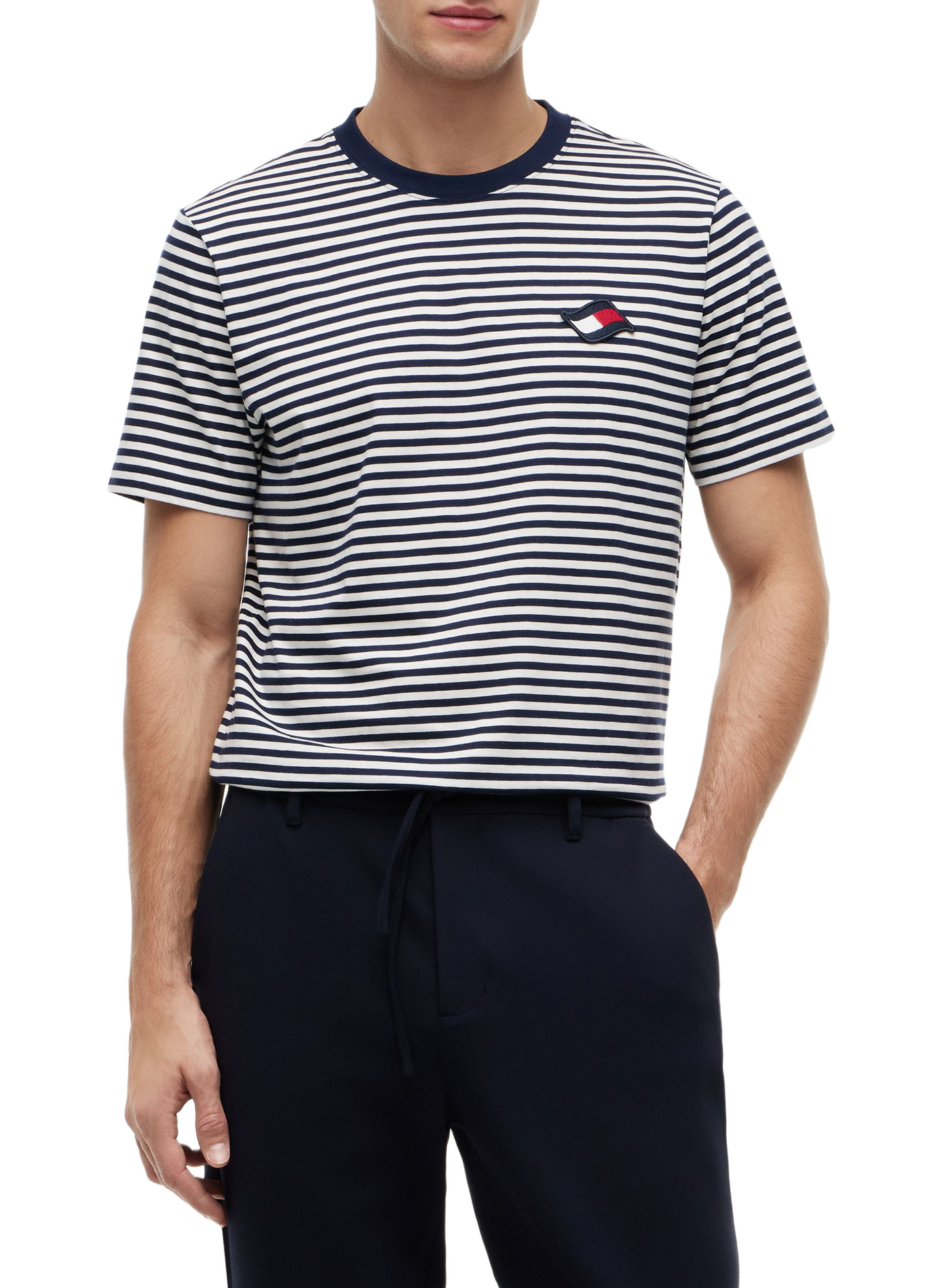 Gestreiftes T-Shirt mit kurzen Ärmeln aus Baumwolle TOMMY HILFIGER Mehrfarbig