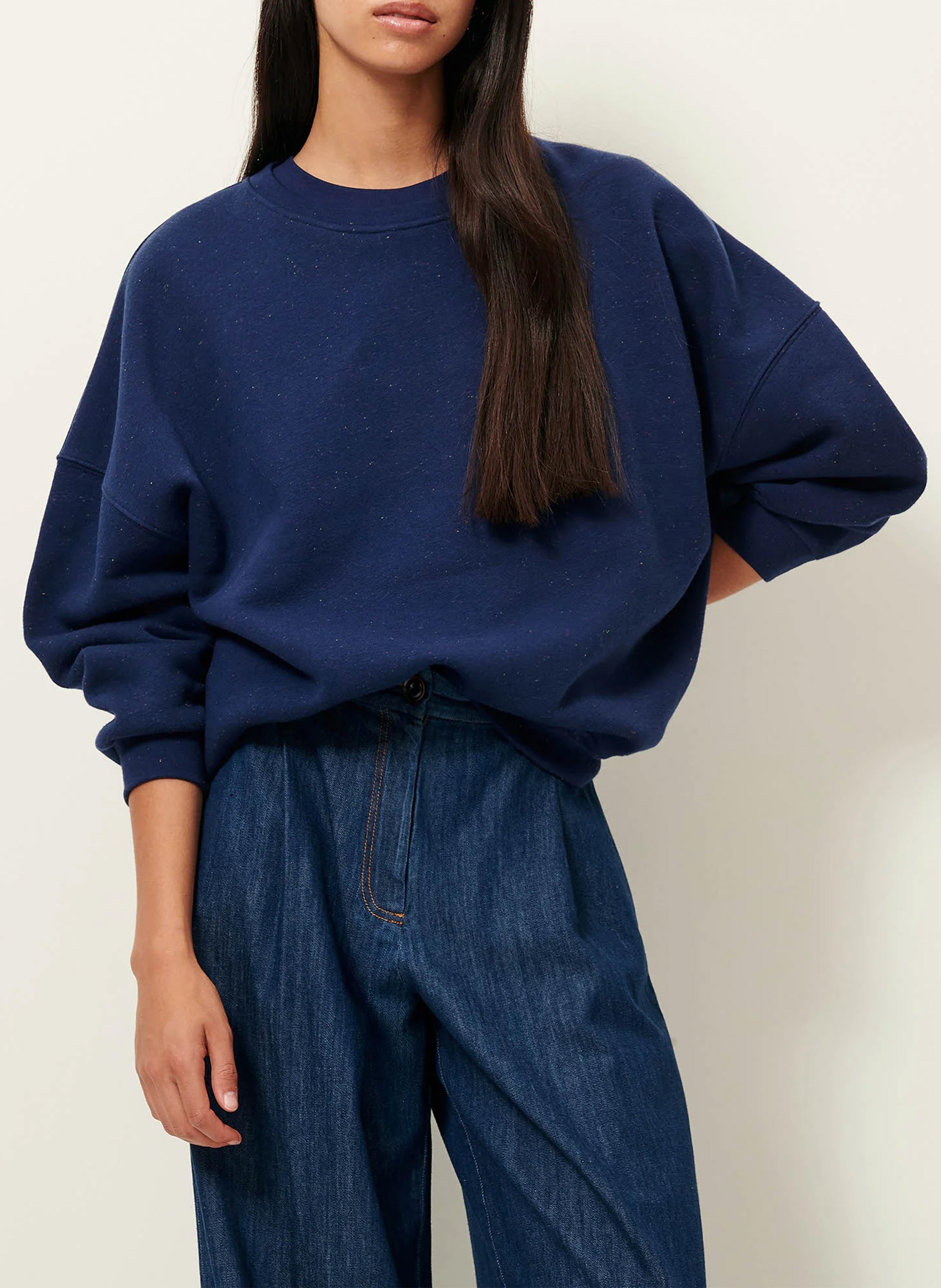 Sweat col rond oversize en coton mélangé chebbi SESSUN Bleu