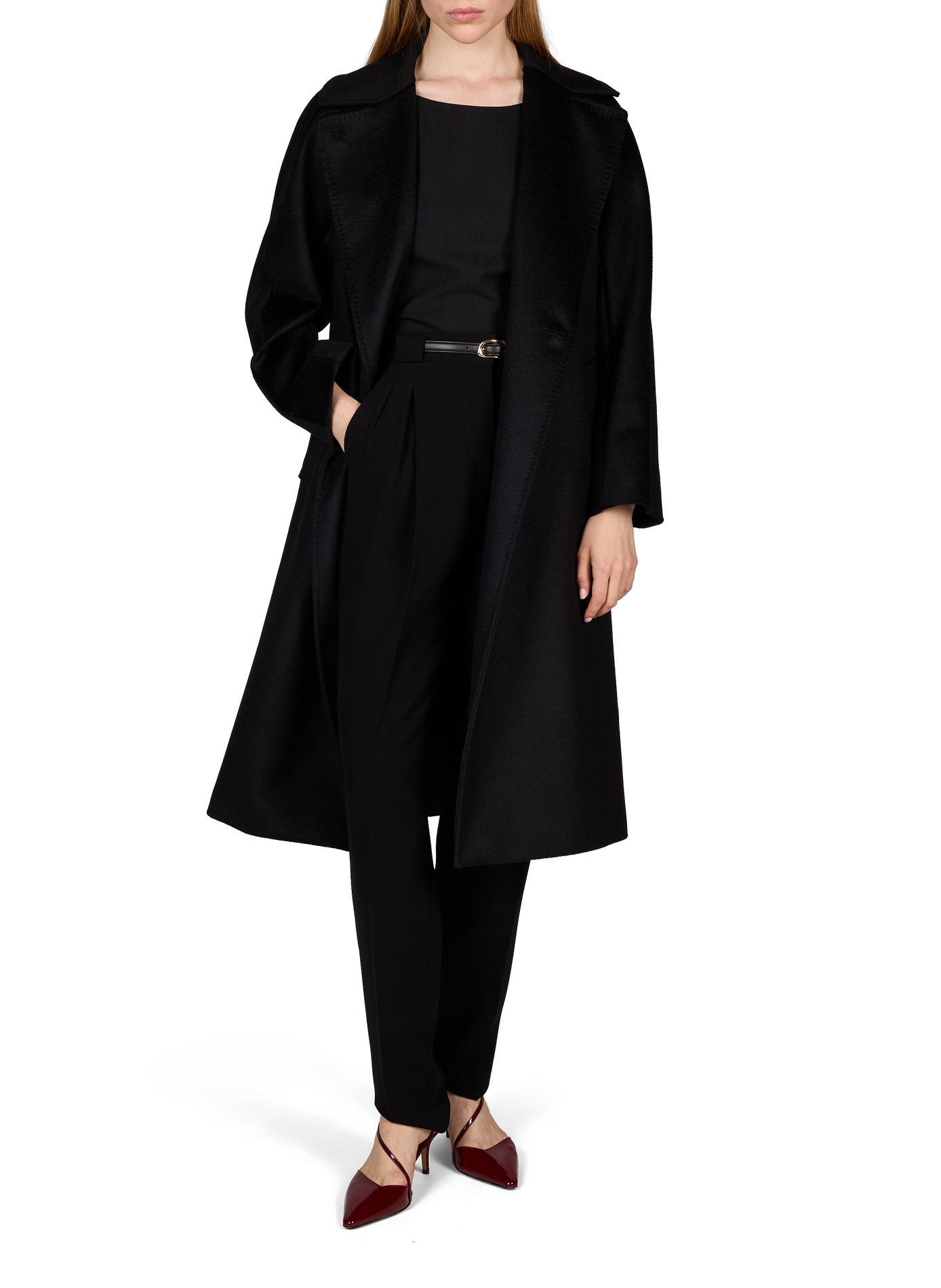 Straight virgin wool coat MAX MARA WEEK END Black