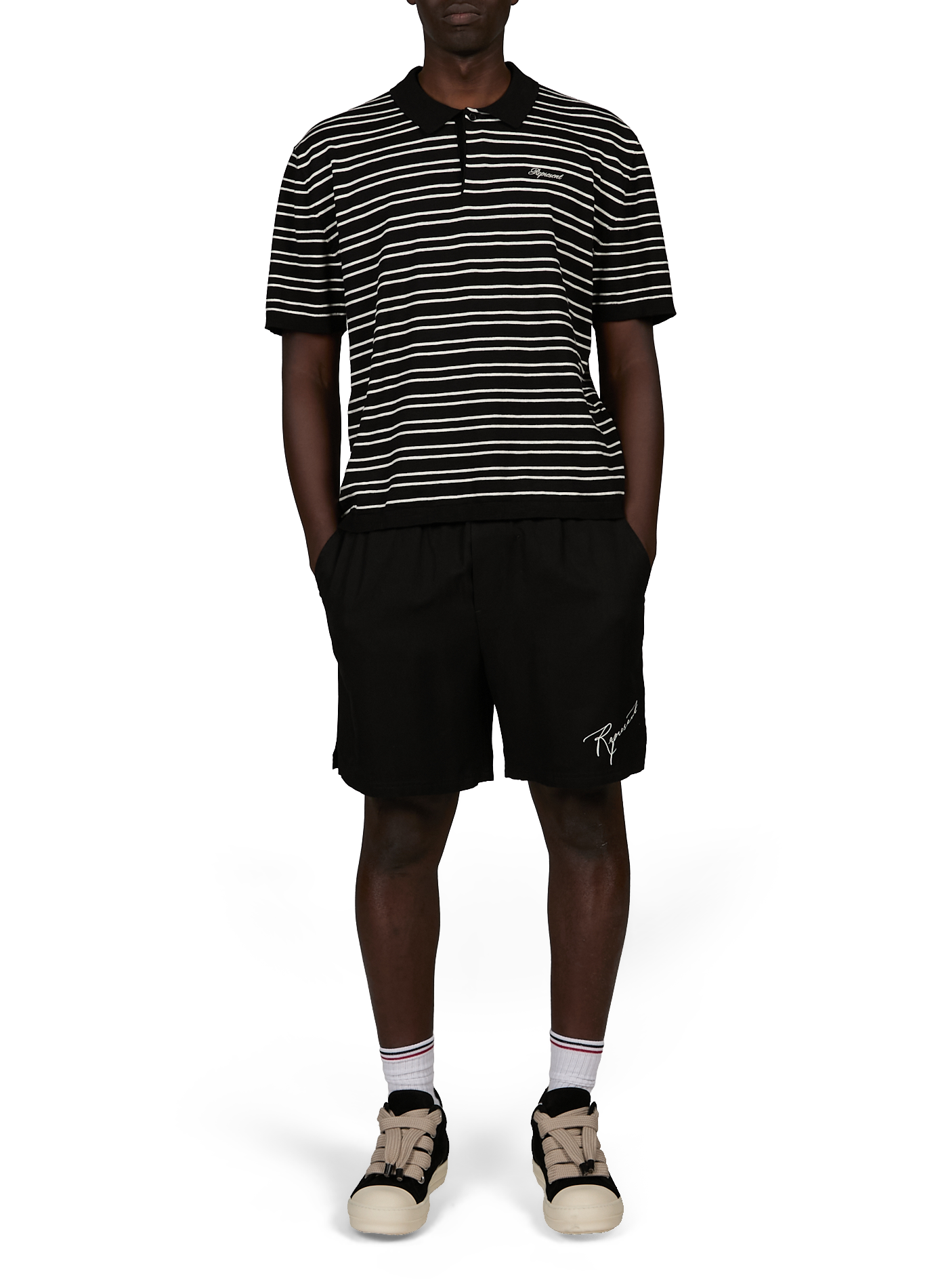 Short droit brodé REPRESENT Noir
