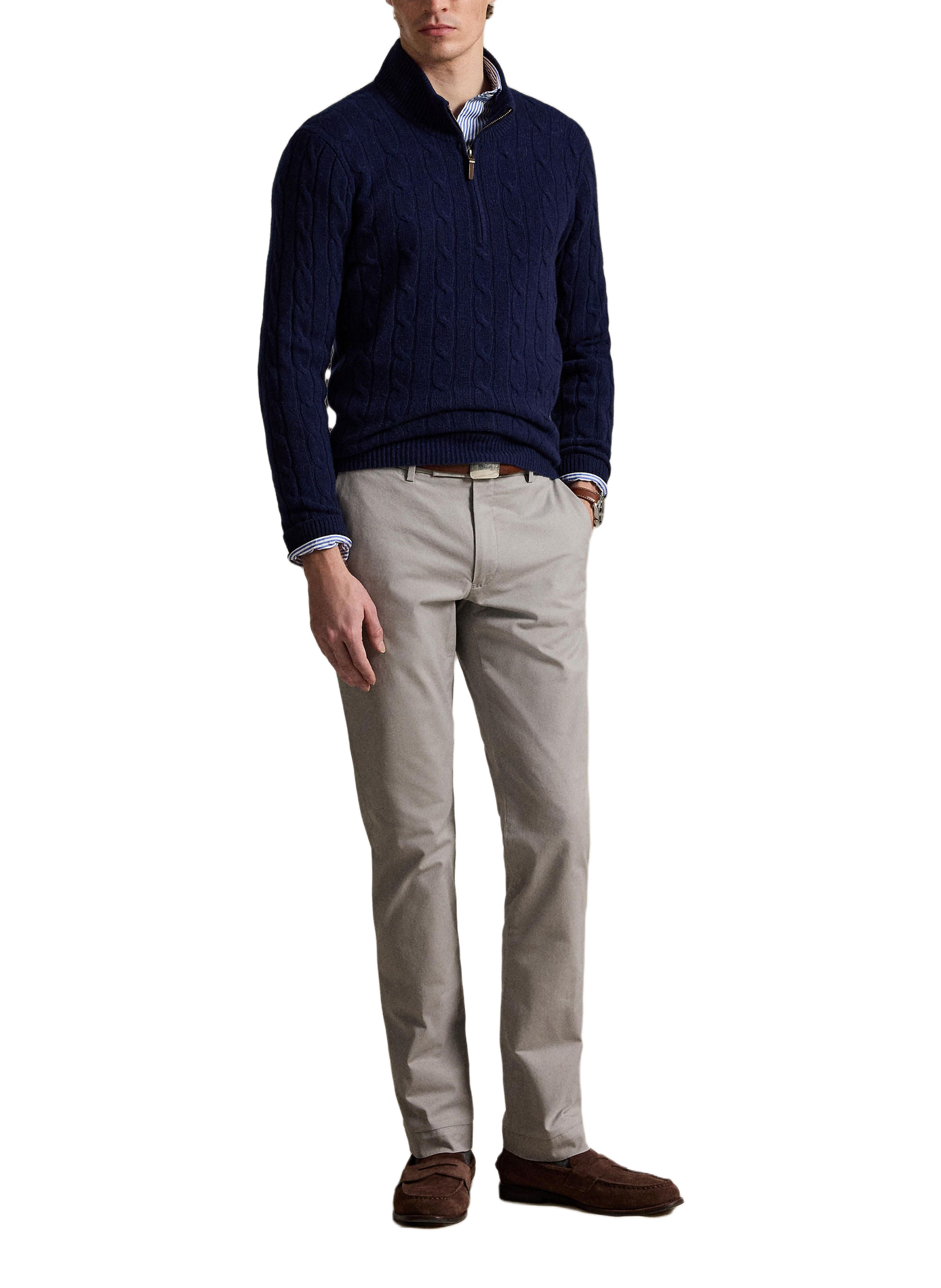 Pantalon chino en coton mélangé POLO RALPH LAUREN Gris