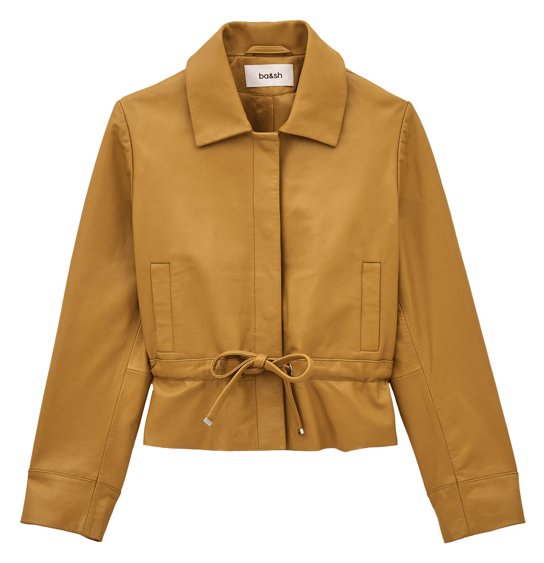 Veste courte cintrée en cuir manita BA&SH Beige