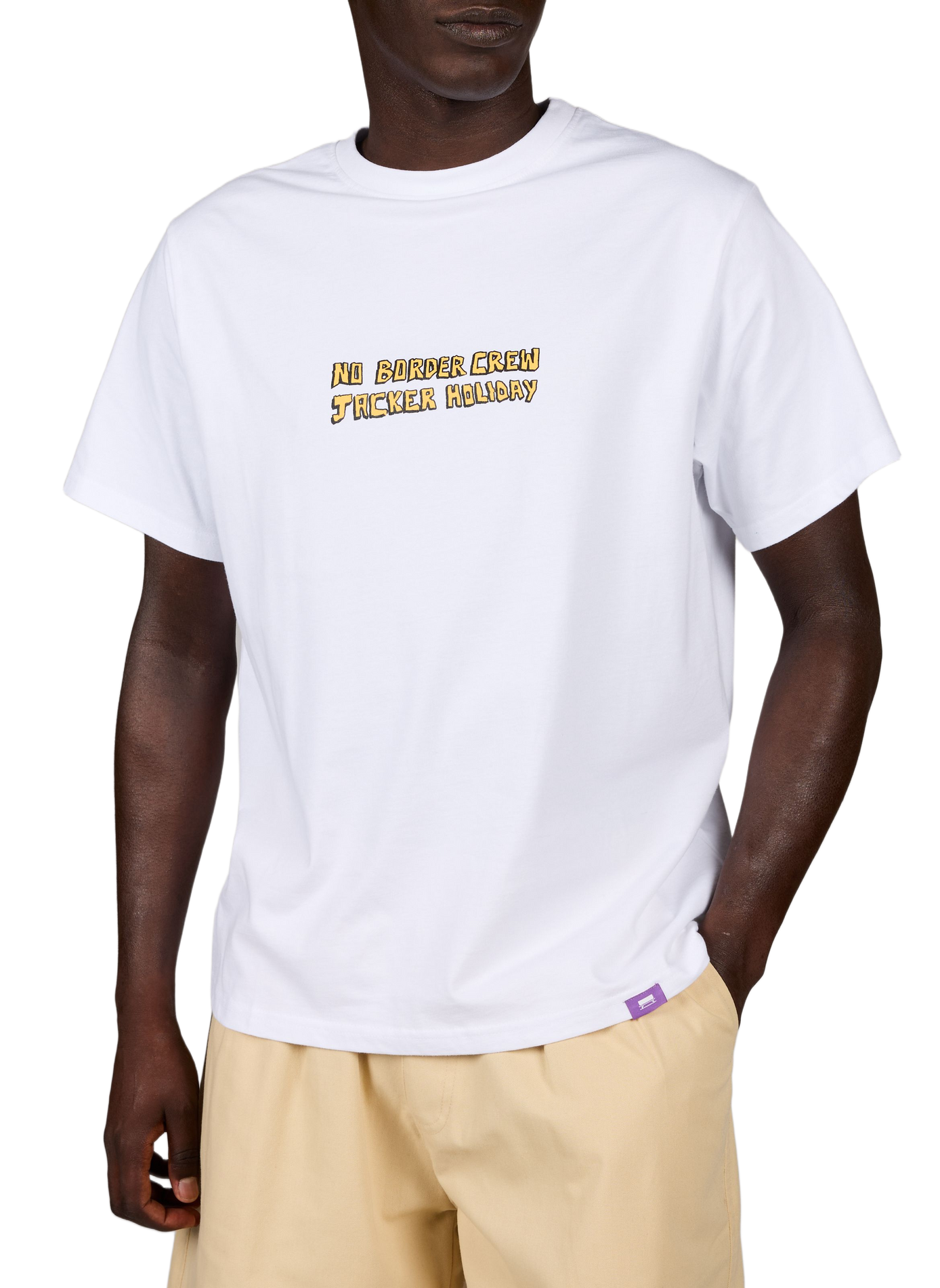 Bedrucktes gerades Baumwoll-T-Shirt JACKER. Weiss