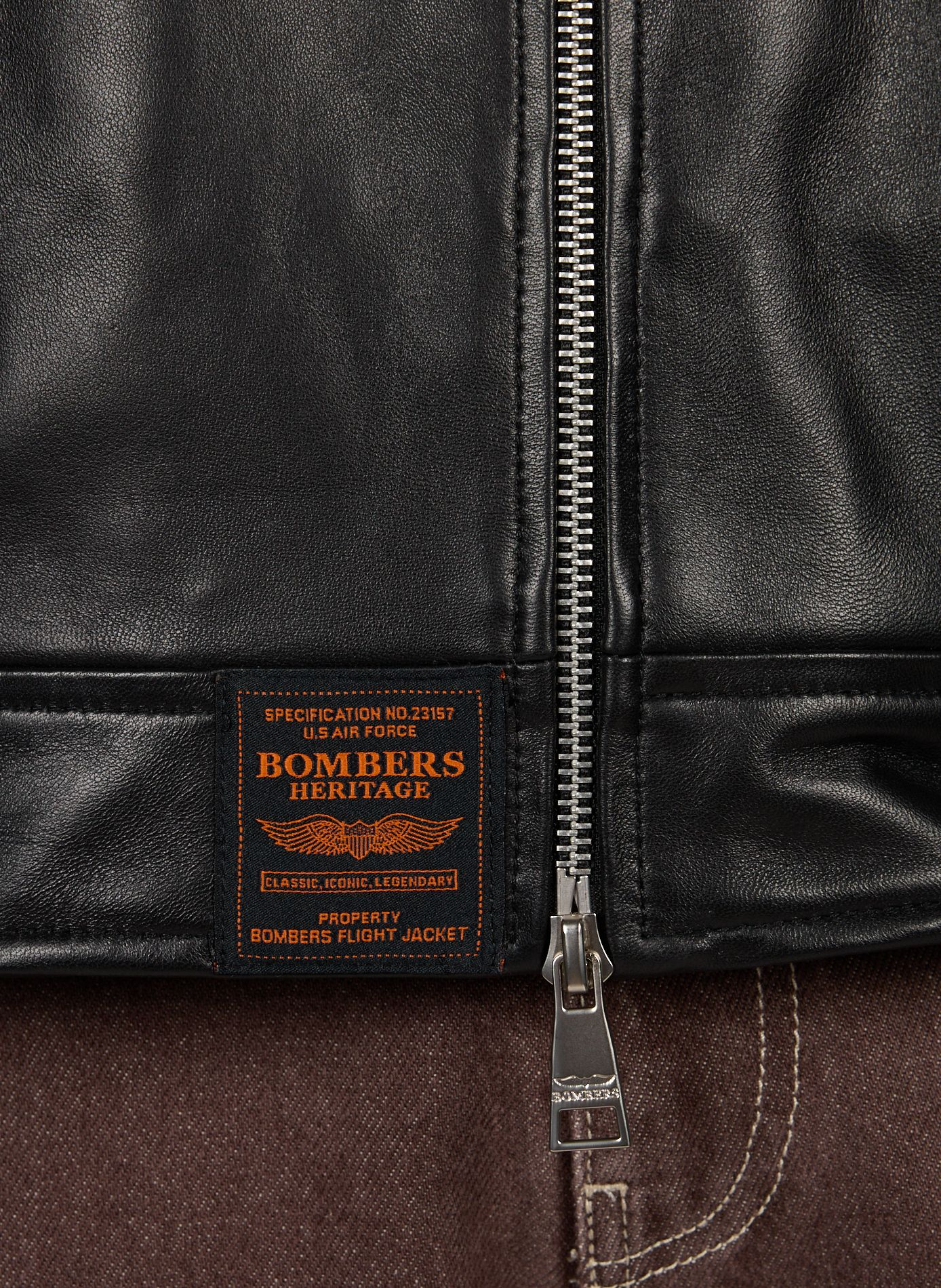 Blouson droit Blaketon en cuir  BOMBERS ORIGINAL Noir