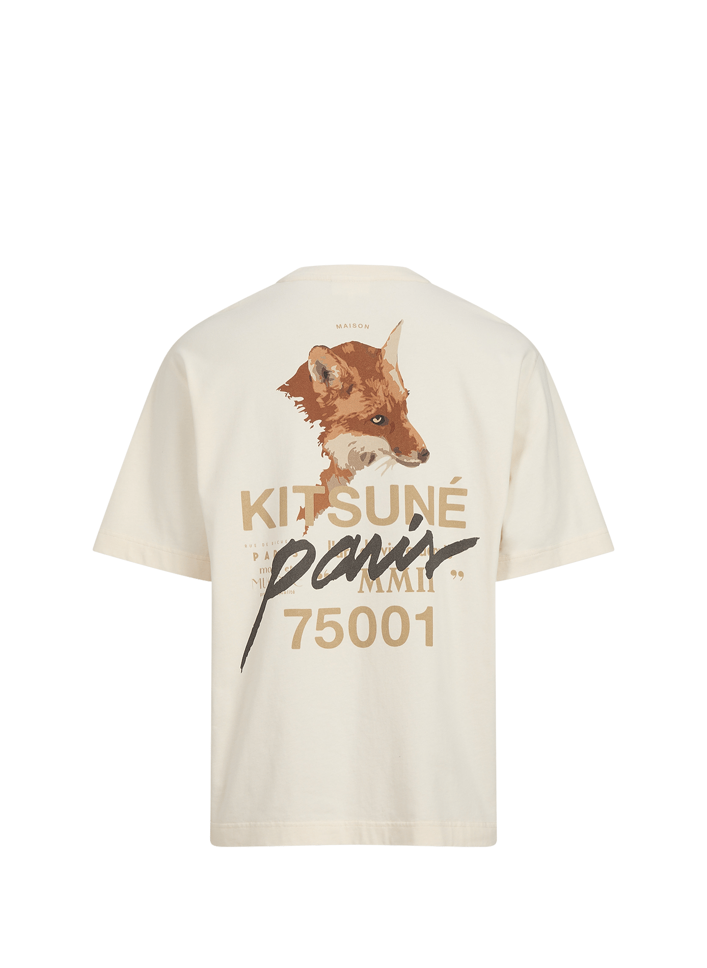 Gerade geschnittenes T-Shirt mit Rundhalsausschnitt und Siebdruckprint MAISON KITSUNÉ Beige
