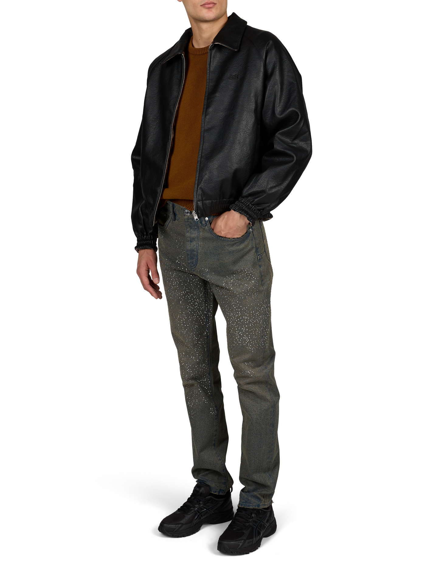 Ruime washed-look trui met ronde hals ARTE ANTWERP Bruin