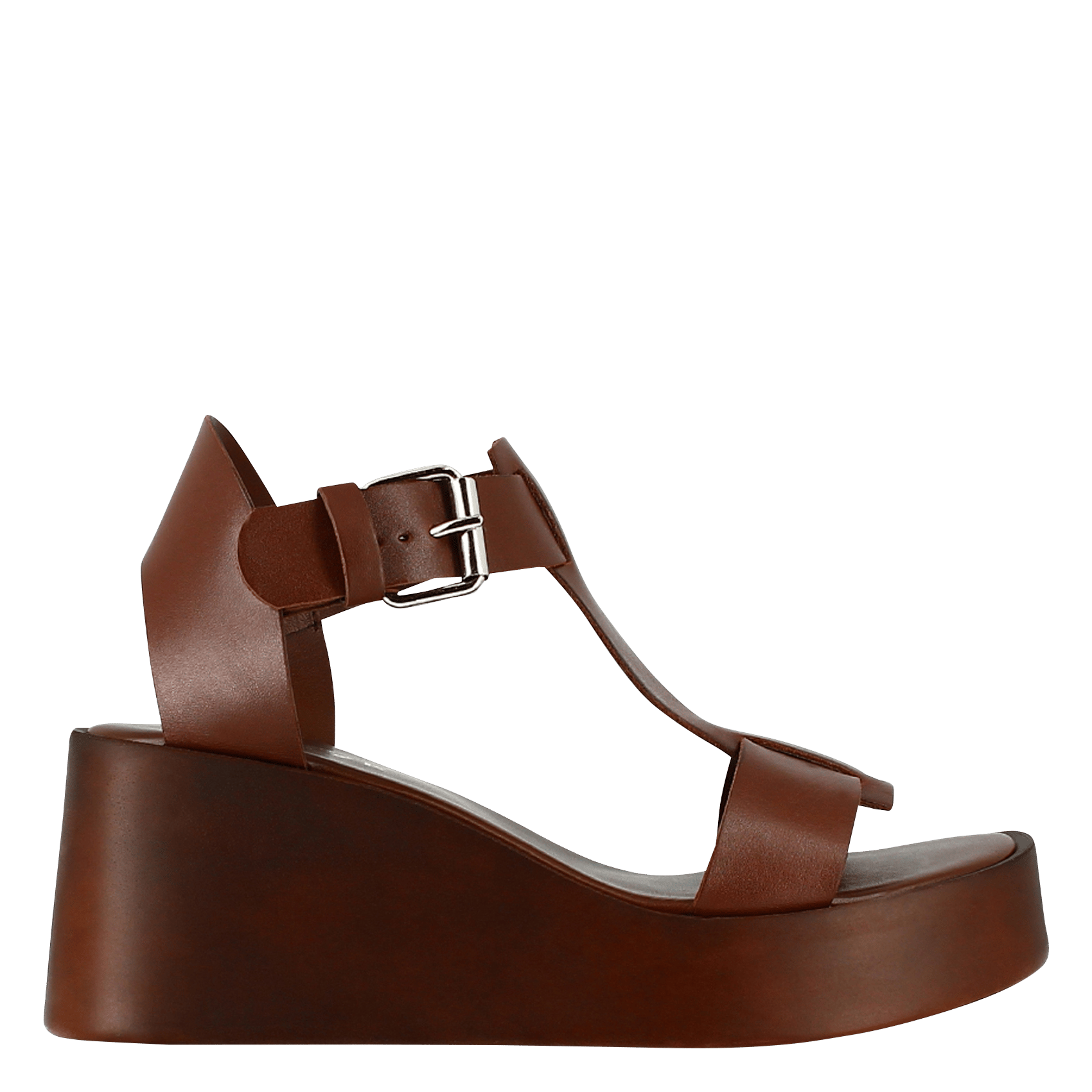 Sandales compensées en cuir estelle JONAK Marron