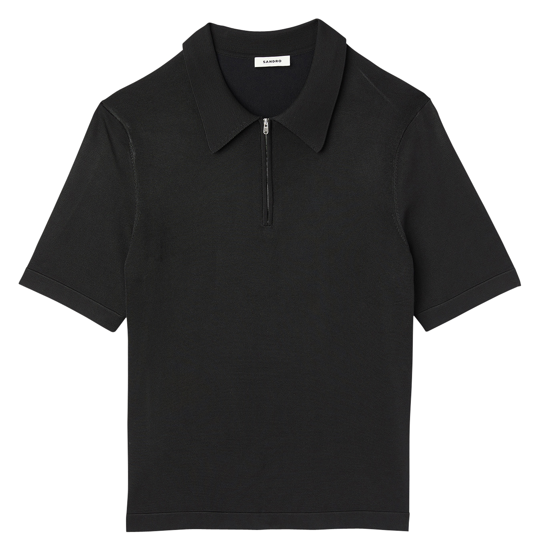 T-shirt manches courtes à col polo zippé SANDRO Noir