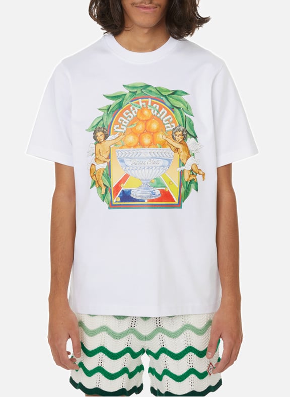 Printed cotton T-shirt White by CASABLANCA PARIS CASABLANCA PARIS Printed cotton T-shirt White