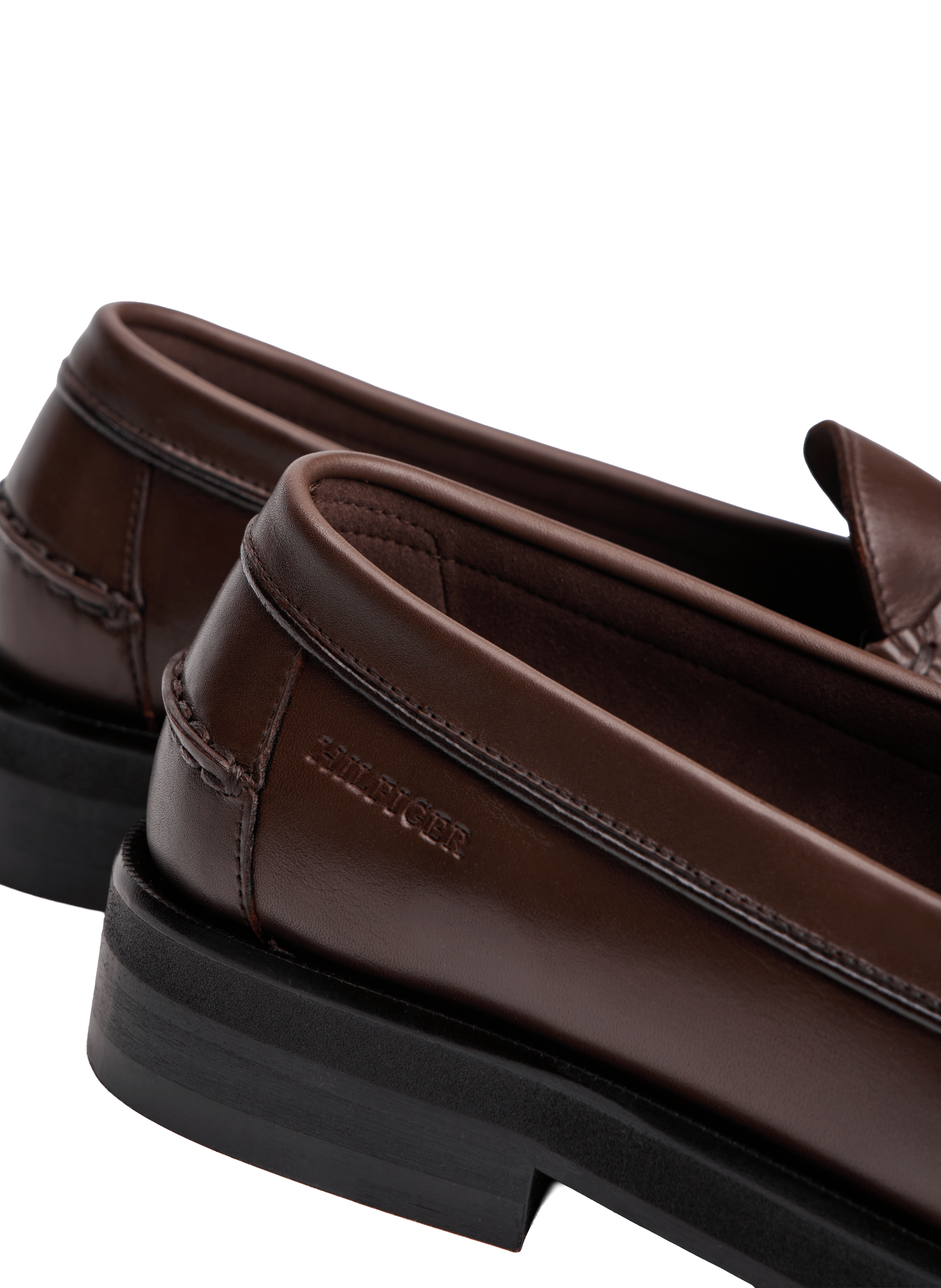 Round-toe leather loafers TOMMY HILFIGER Brown