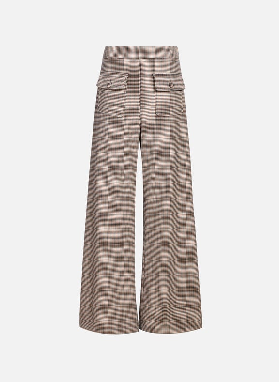 Pantalon large à imprimé pied-de-poule Beige by SUNCOO SUNCOO Pantalon large à imprimé pied-de-poule Beige