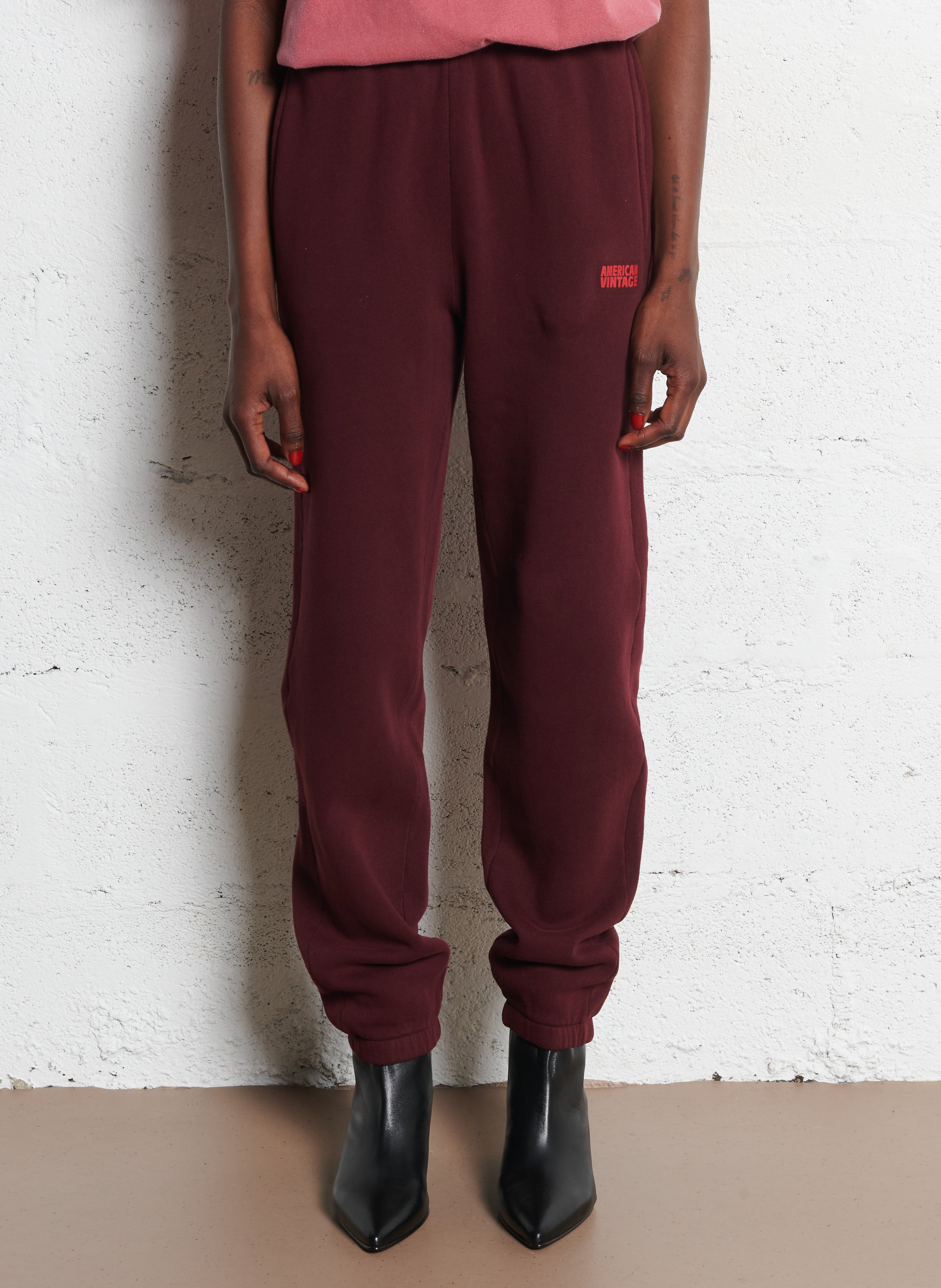 Jogging taille haute en coton mélangé izubird AMERICAN VINTAGE Rouge