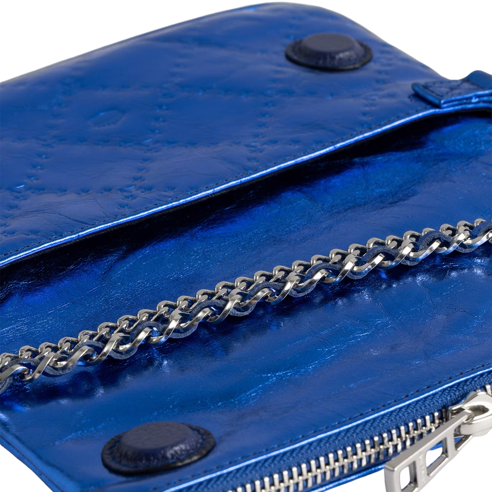 Sac bandoulière en cuir métallisé rock nano ZADIG&VOLTAIRE Bleu