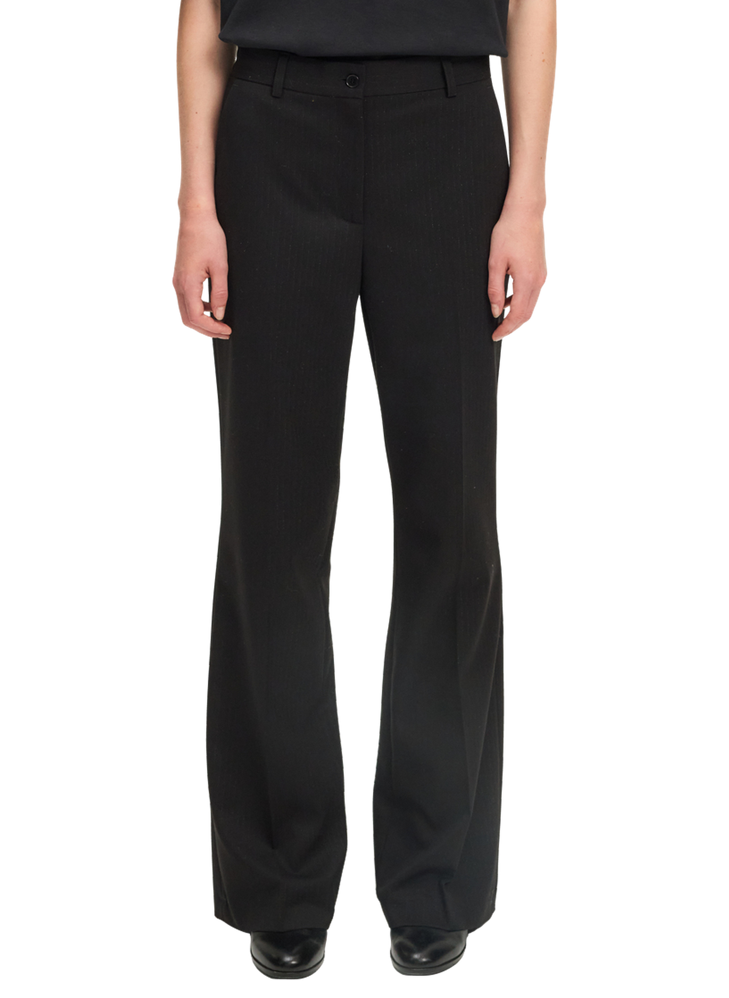 Pantalon de tailleur à fines rayures lurex - claraine PABLO Noir
