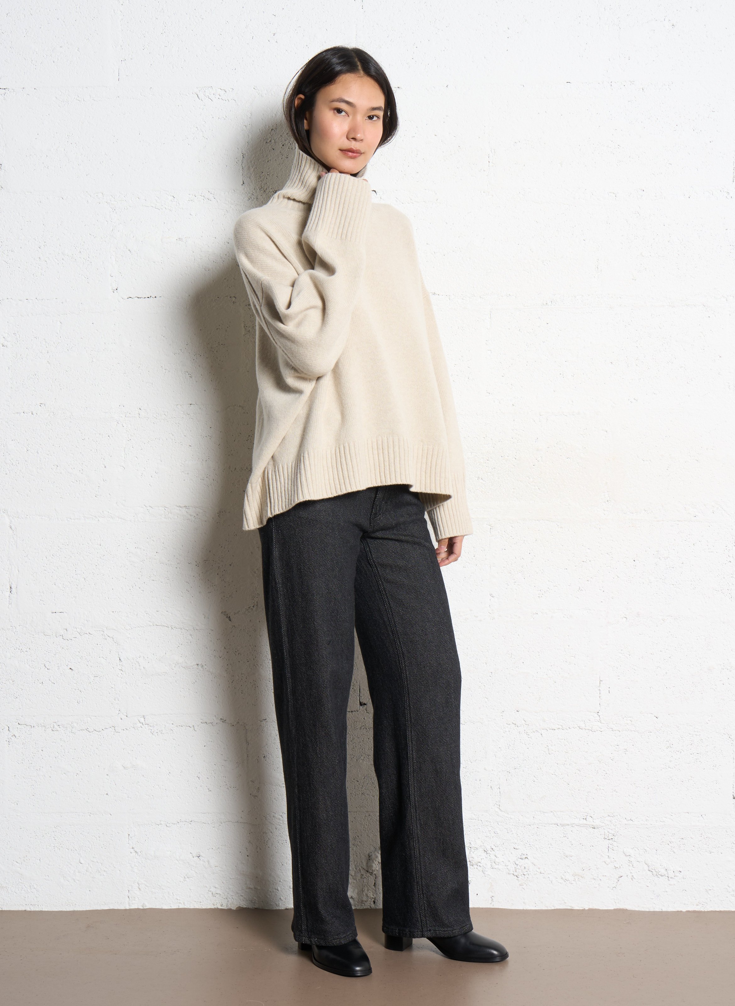 Pull col roulé oversize en laine william SOEUR Beige