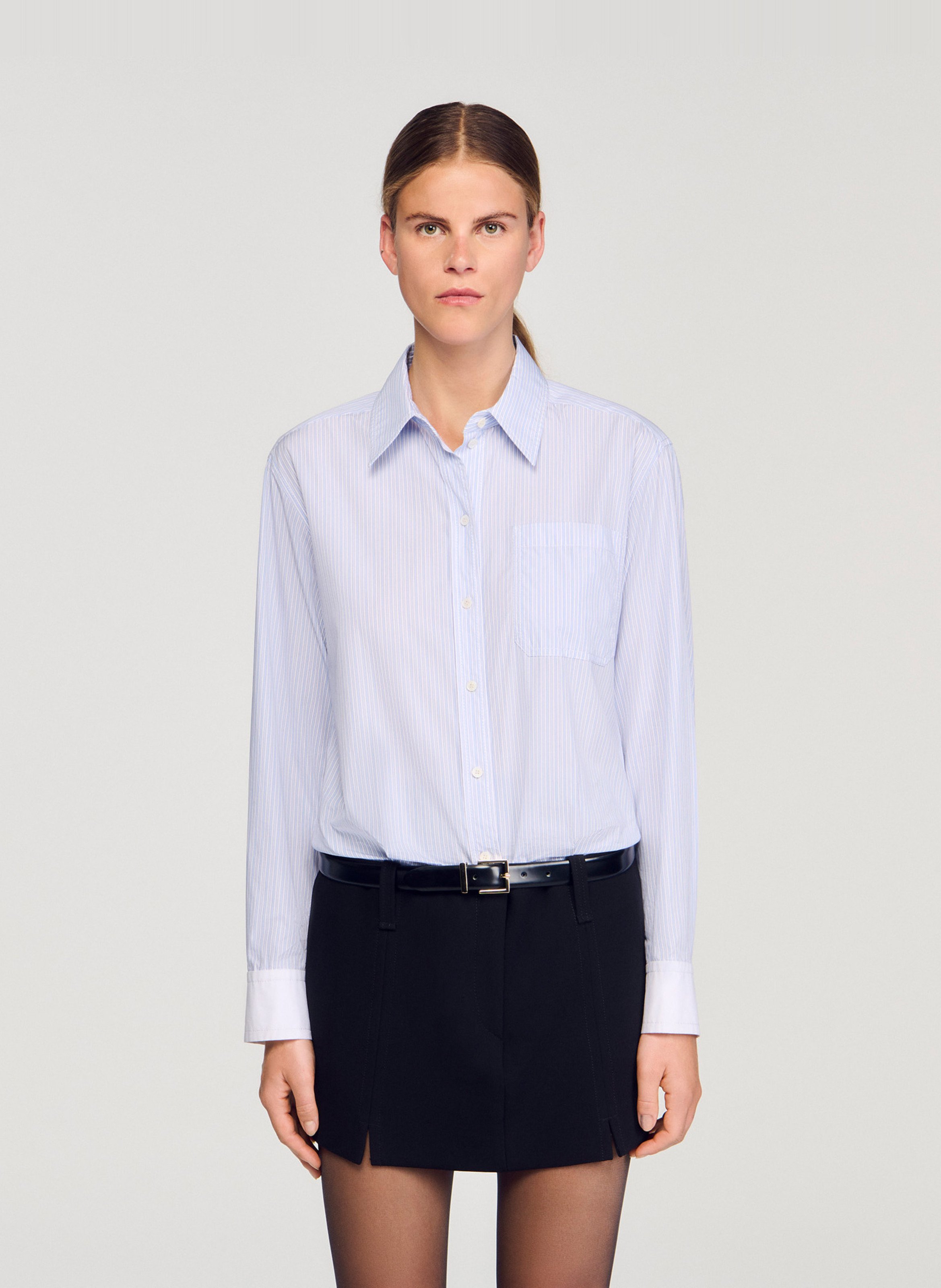 Robe courte en coton col classique SANDRO Noir