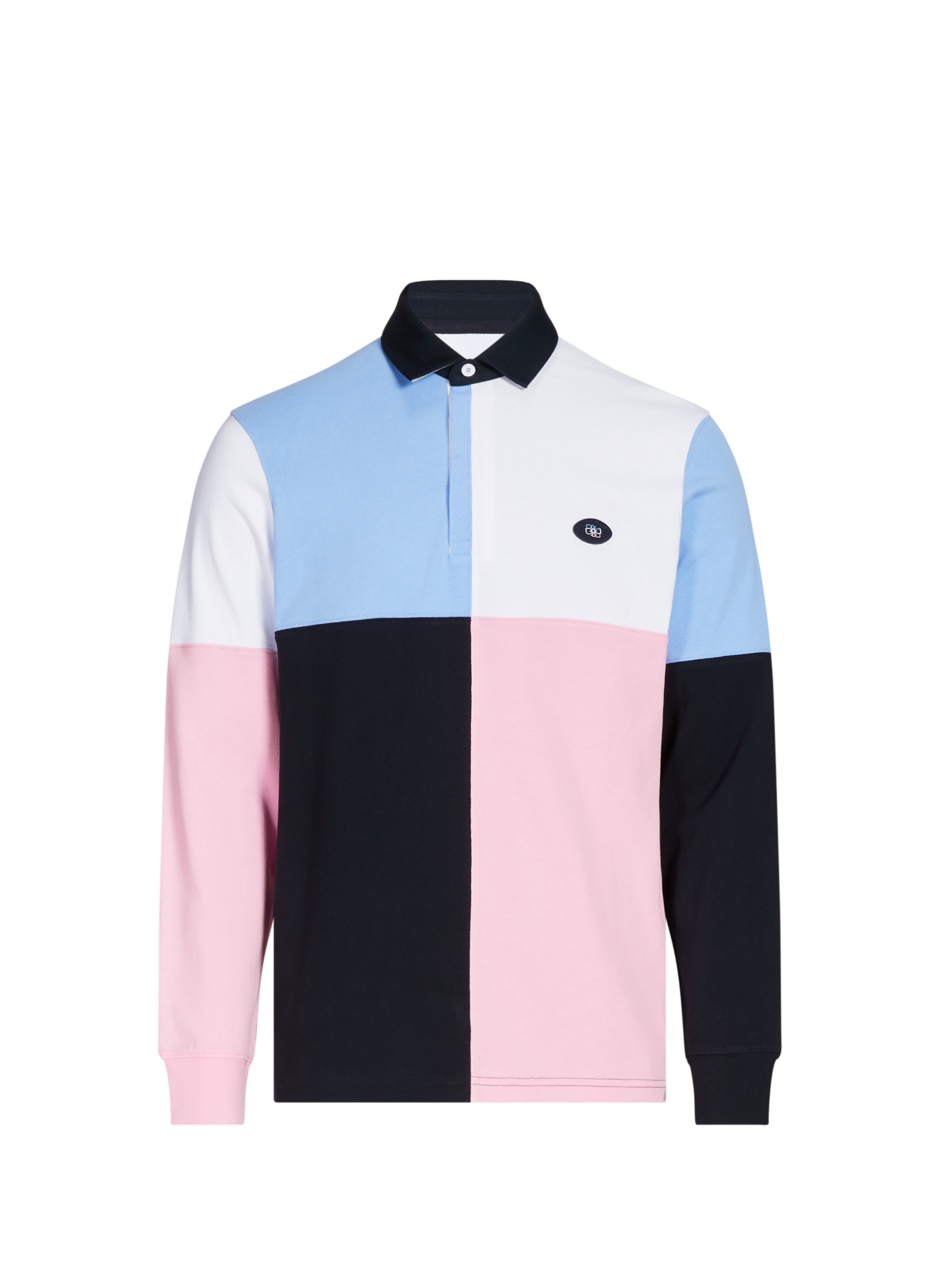 EDEN PARK Straight fit polo in thick colorblock cotton jersey Pink