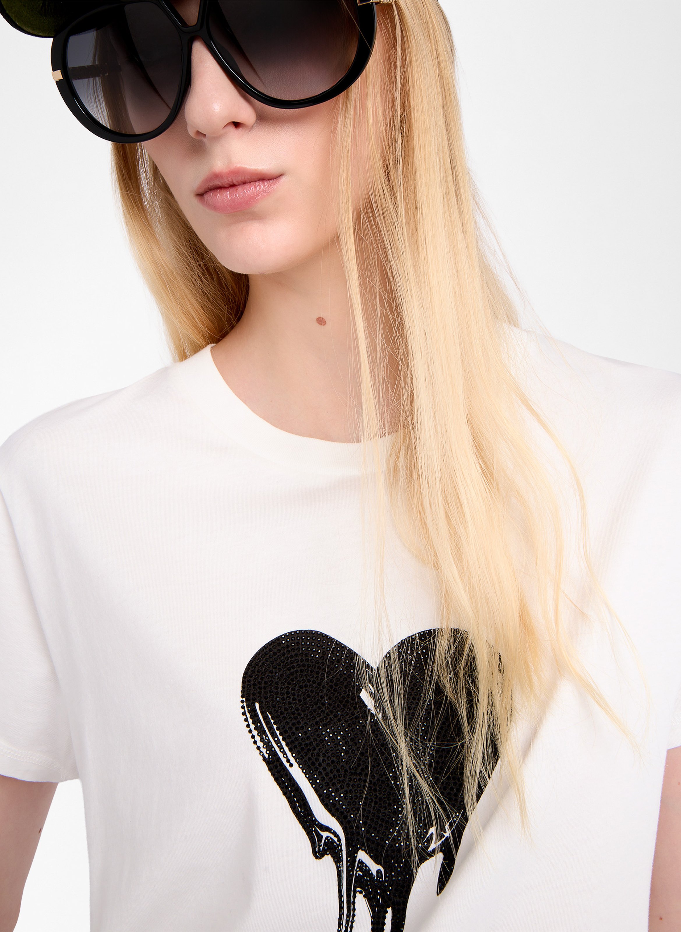 Tee-shirt droit col rond en coton walk Blanc