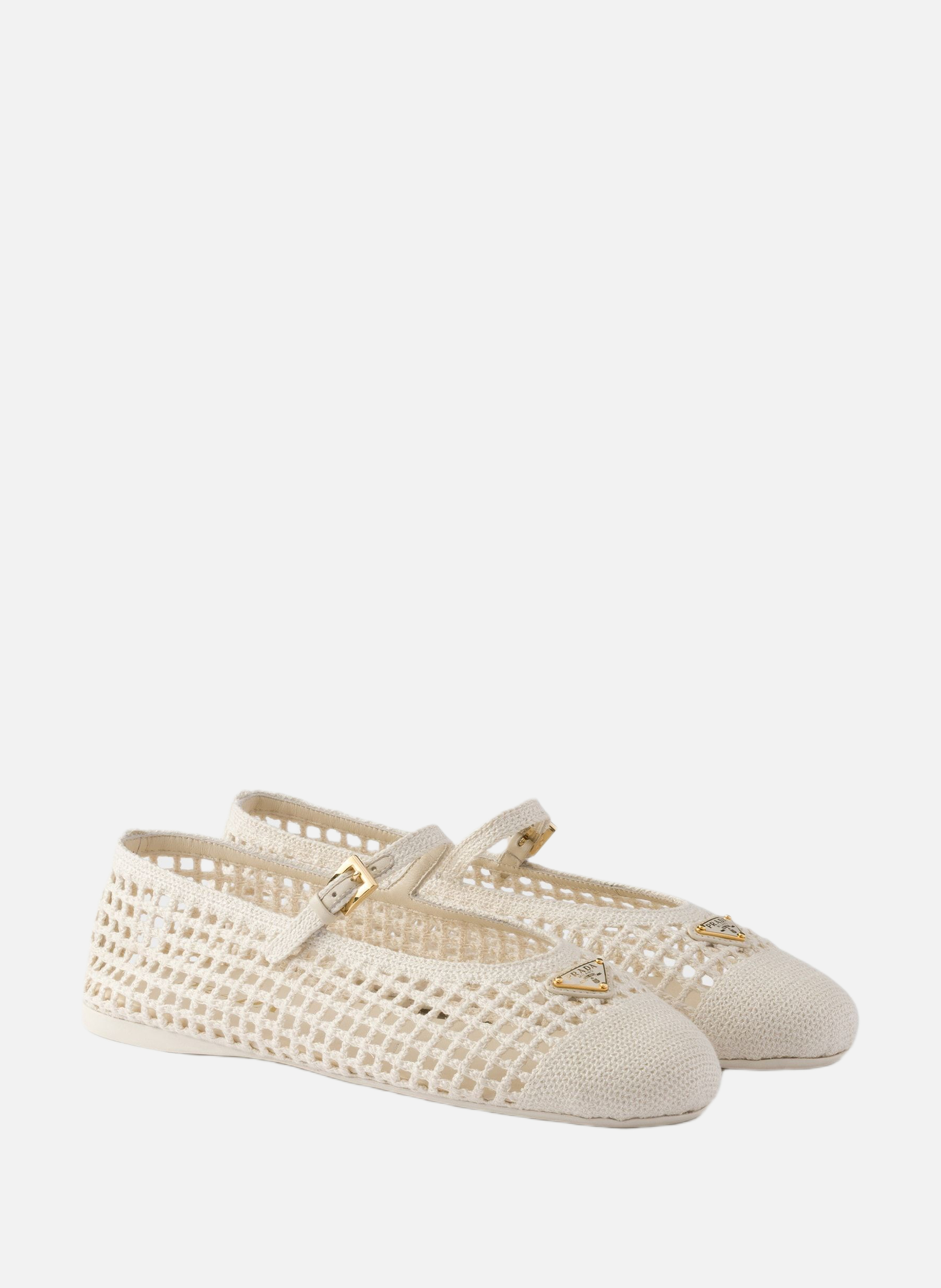 Ballerines en crochet PRADA Beige